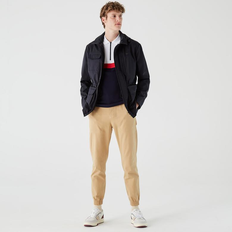 Erkek Regular Fit Kapüşonlu  Baskılı Lacivert Yağmurluk