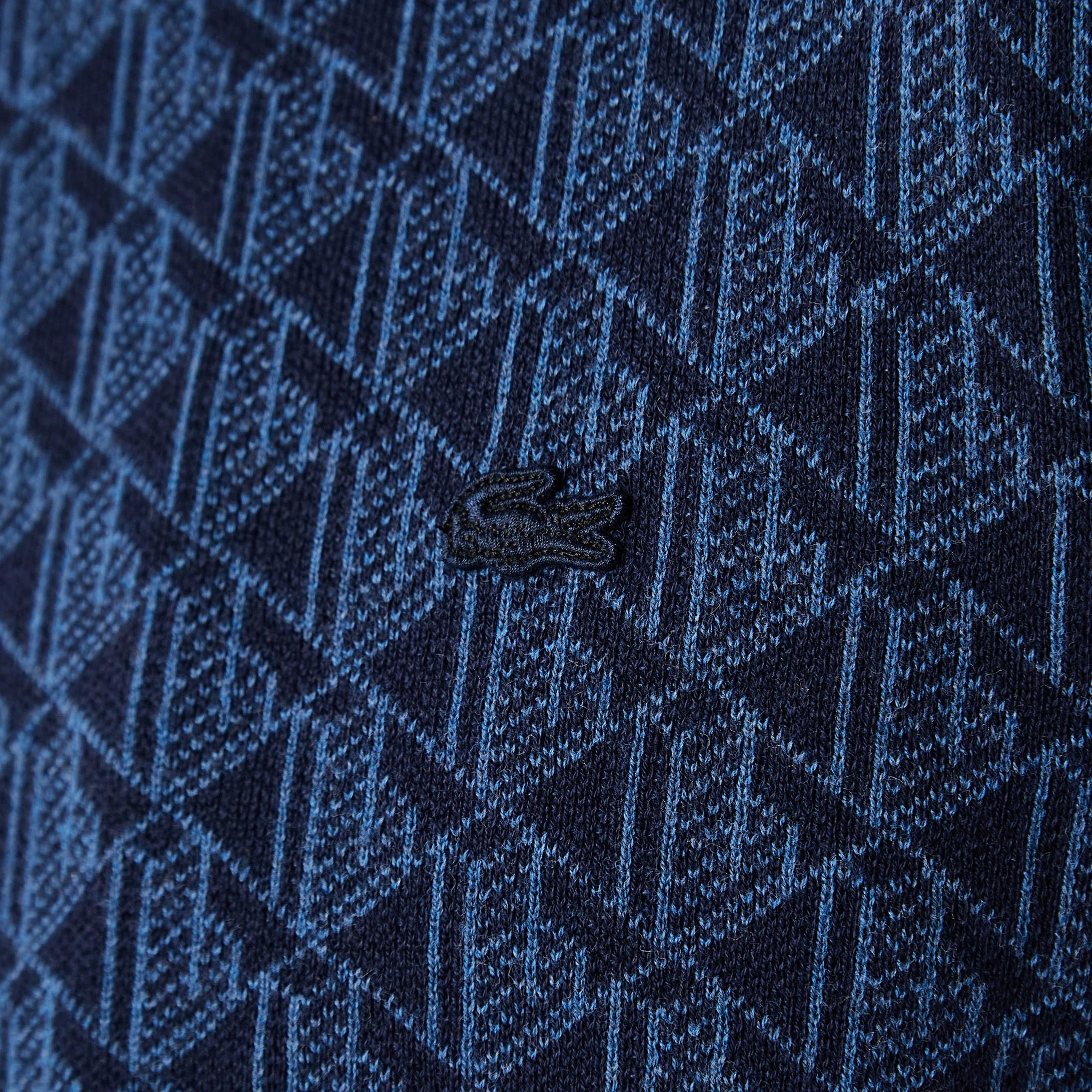 Lacoste Erkek Bisiklet Yaka Desenli Lacivert Kazak