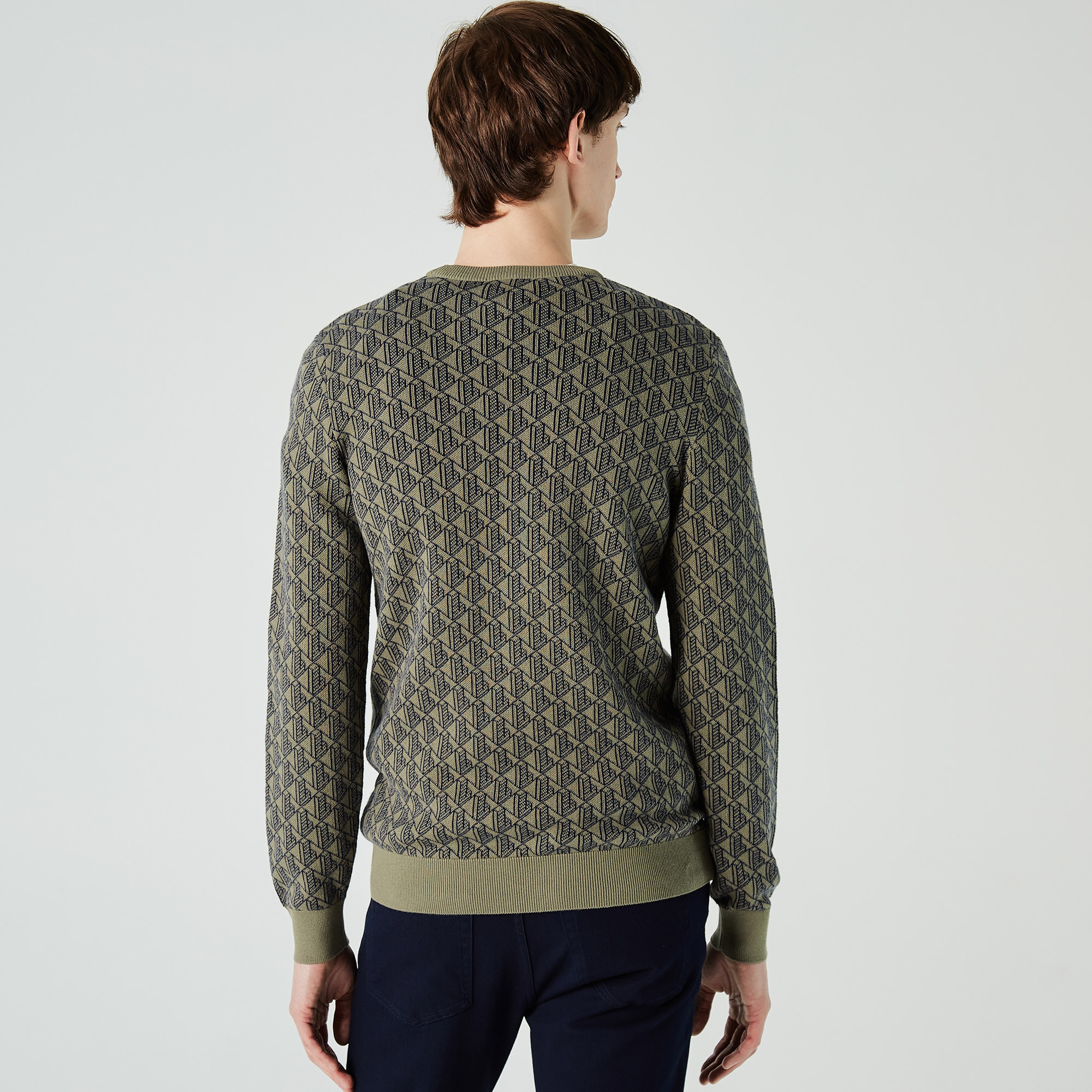 Lacoste Erkek Bisiklet Yaka Desenli Yeşil Kazak