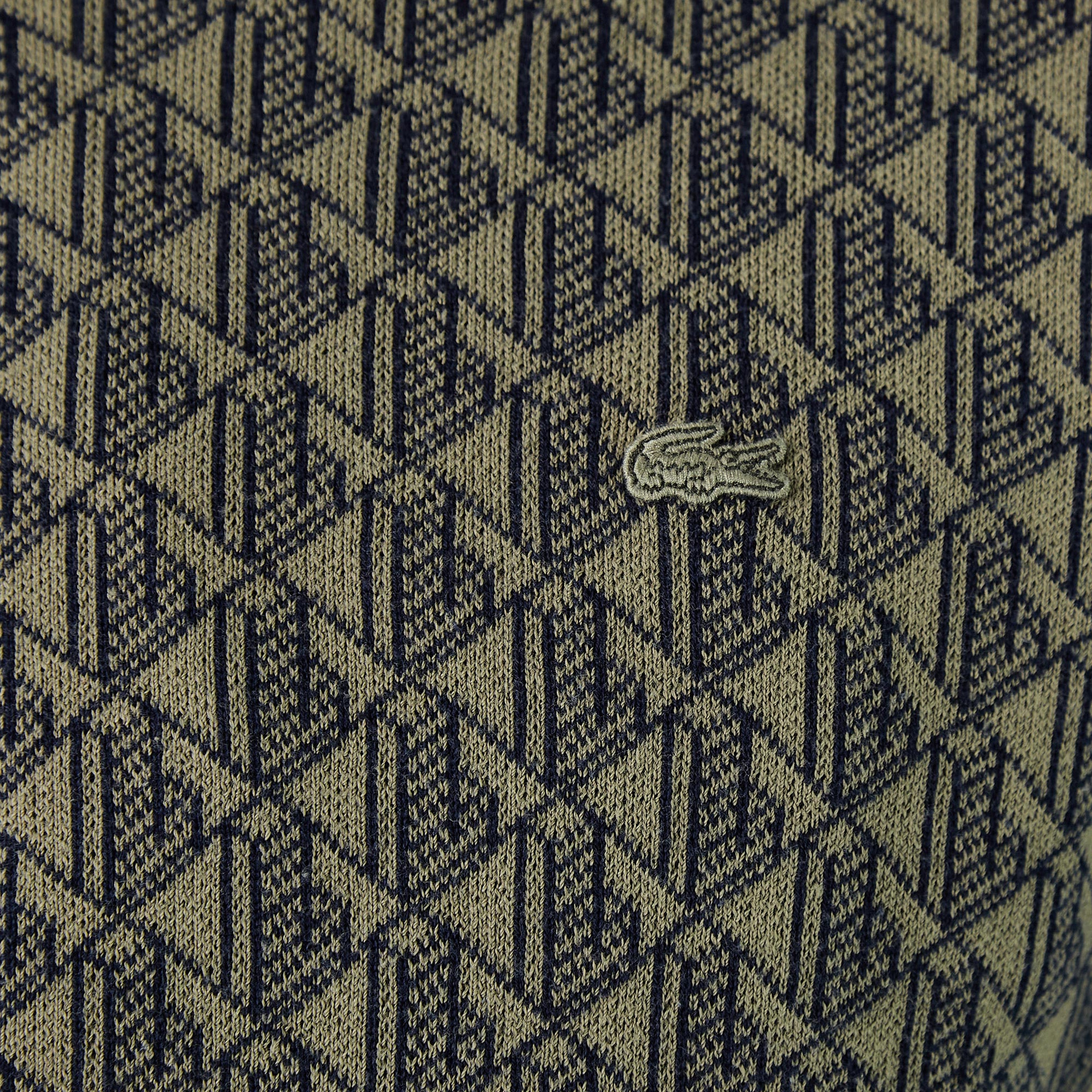 Lacoste Erkek Bisiklet Yaka Desenli Yeşil Kazak