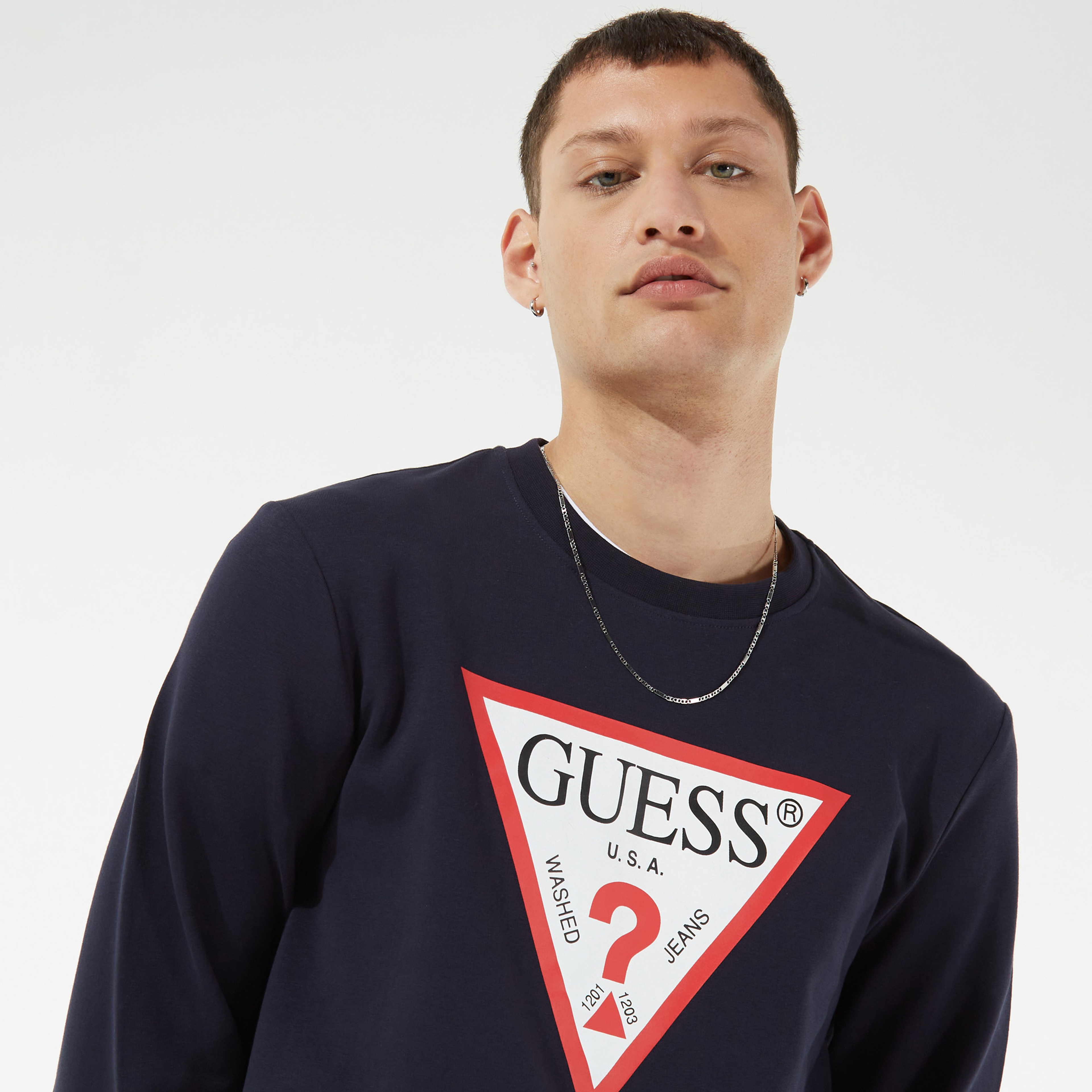Guess Erkek Lacivert Sweatshirt