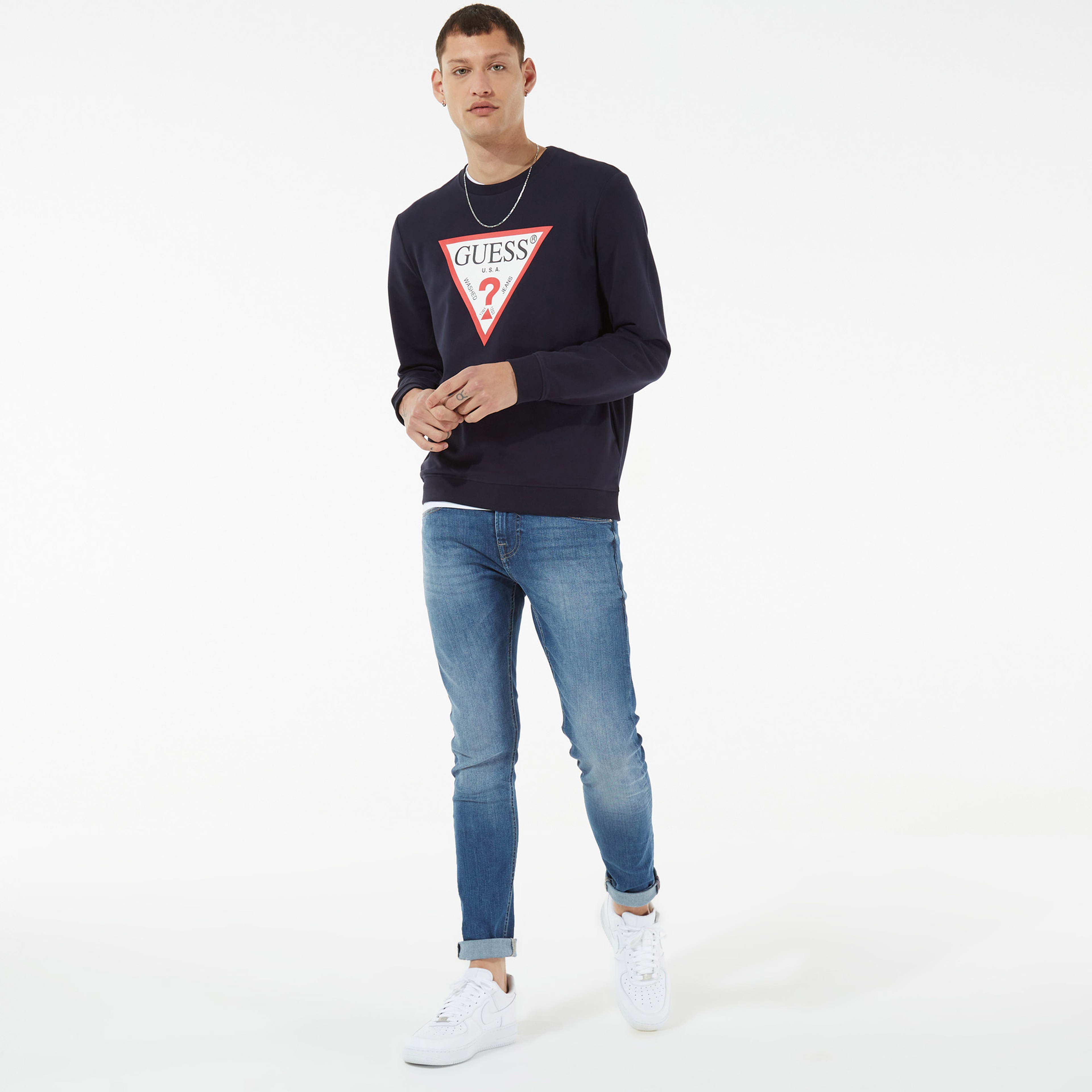 Guess Erkek Lacivert Sweatshirt