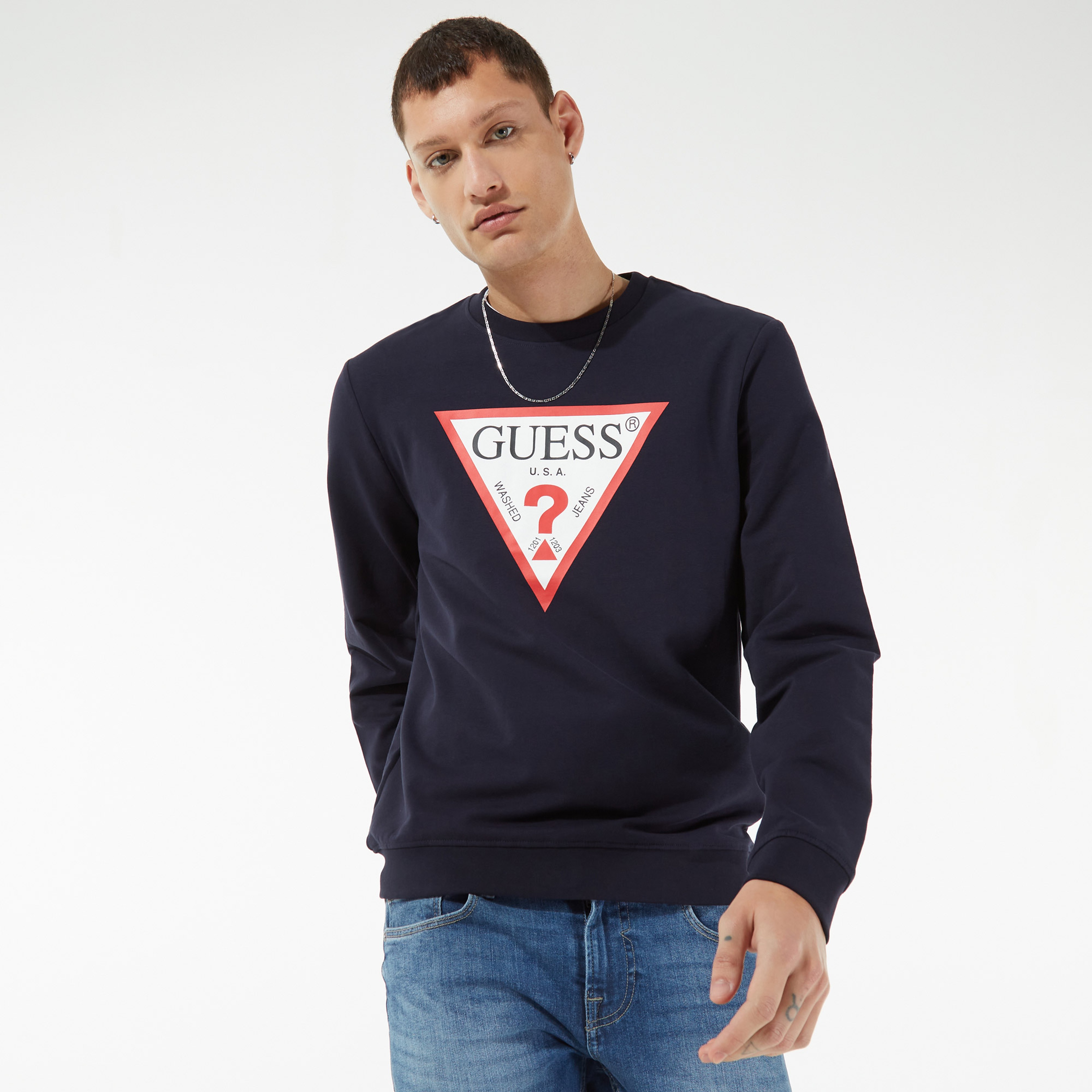 Guess Erkek Lacivert Sweatshirt