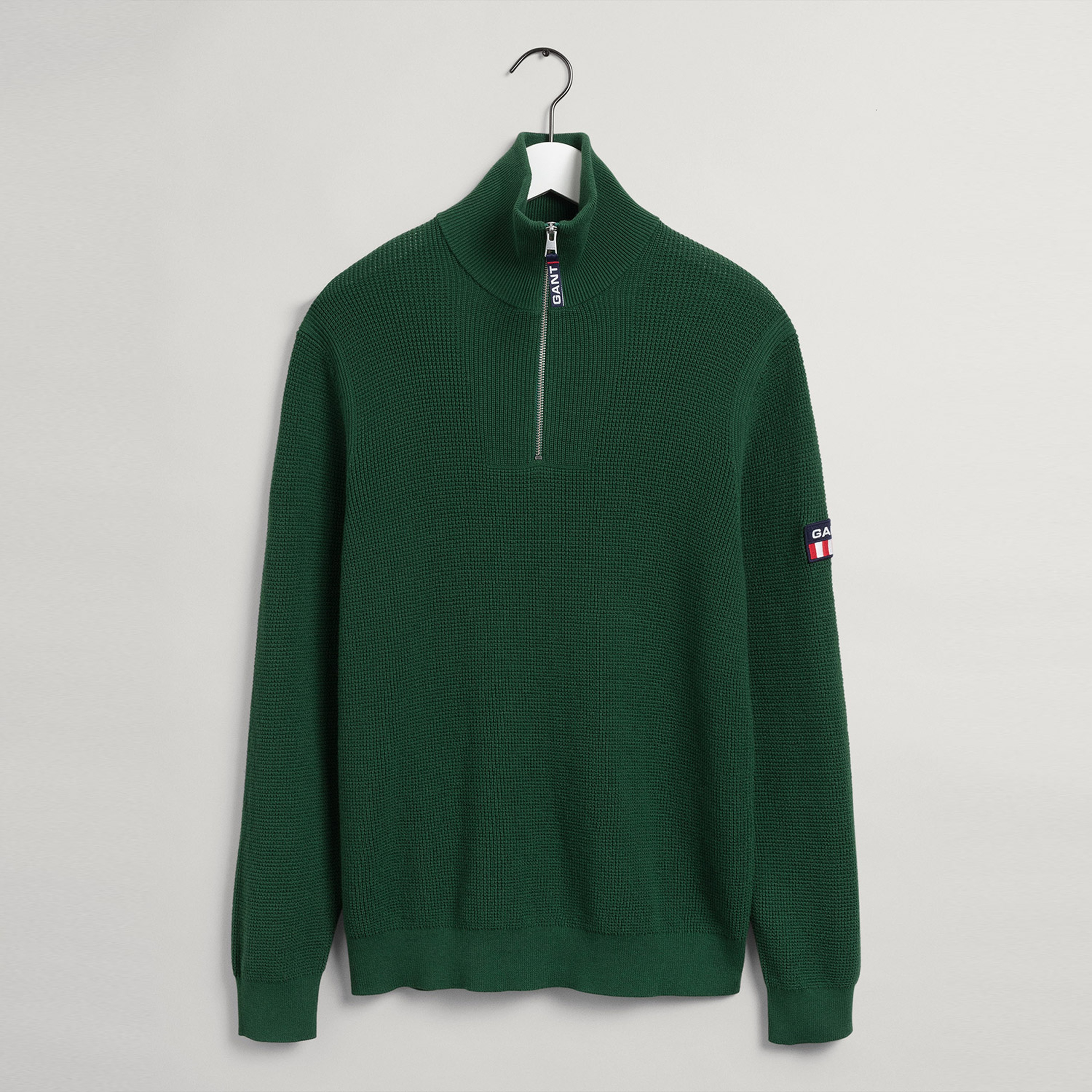 GANT Erkek Yeşil Regular Fit Yarım Fermuarlı Kazak