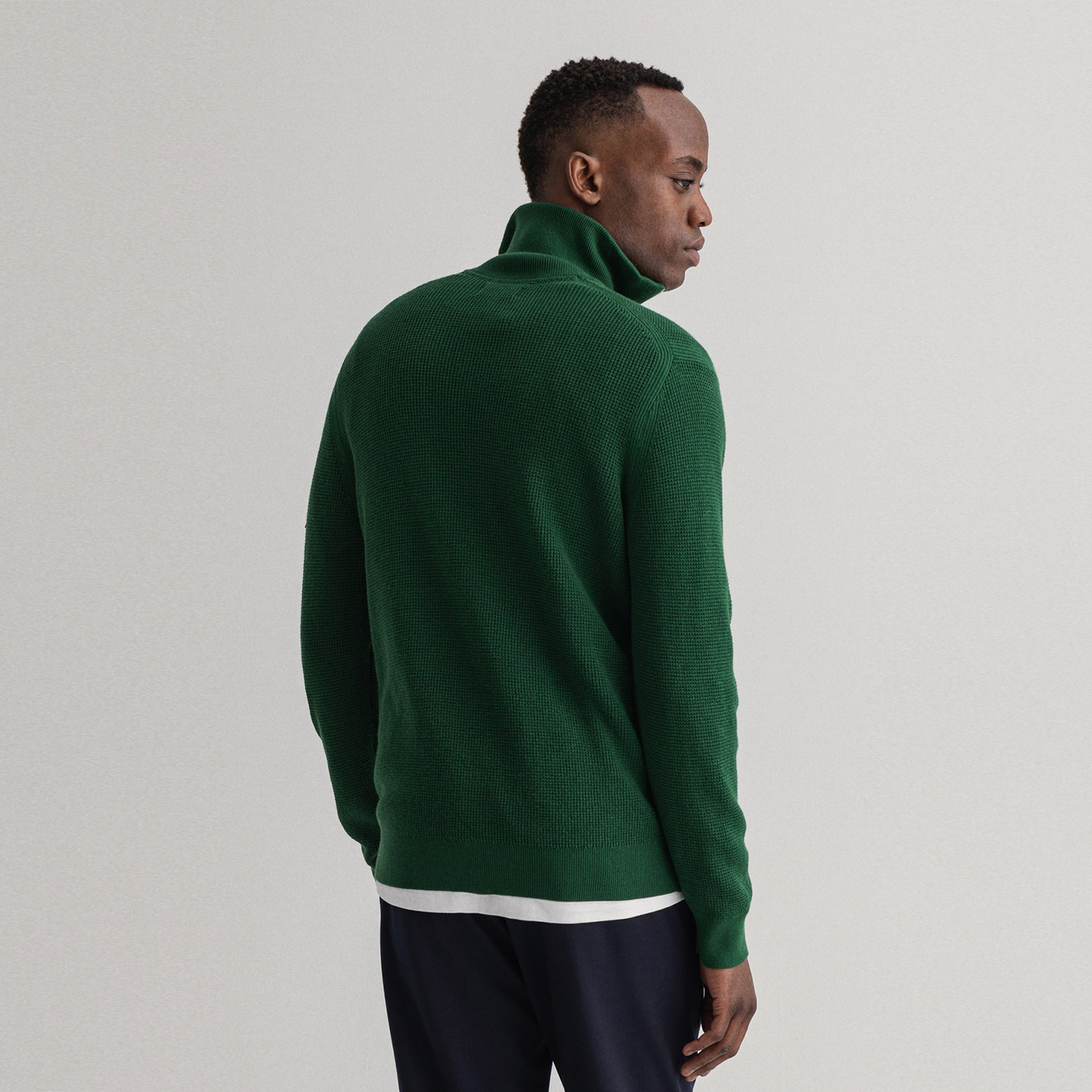 GANT Erkek Yeşil Regular Fit Yarım Fermuarlı Kazak