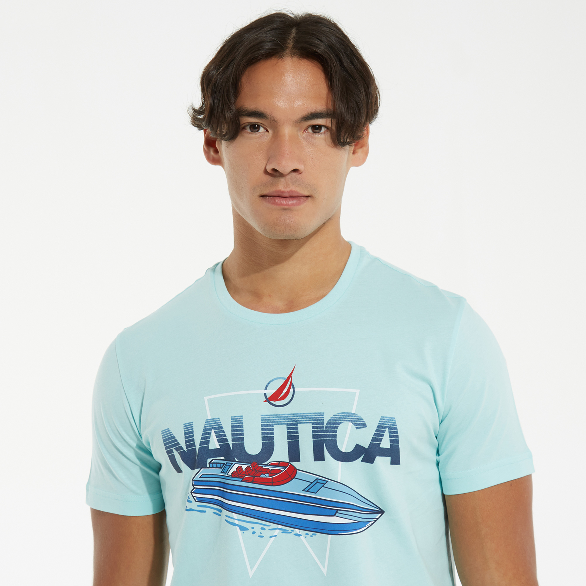 NAUTICA ERKEK MAVİ BASKILI T-SHIRT