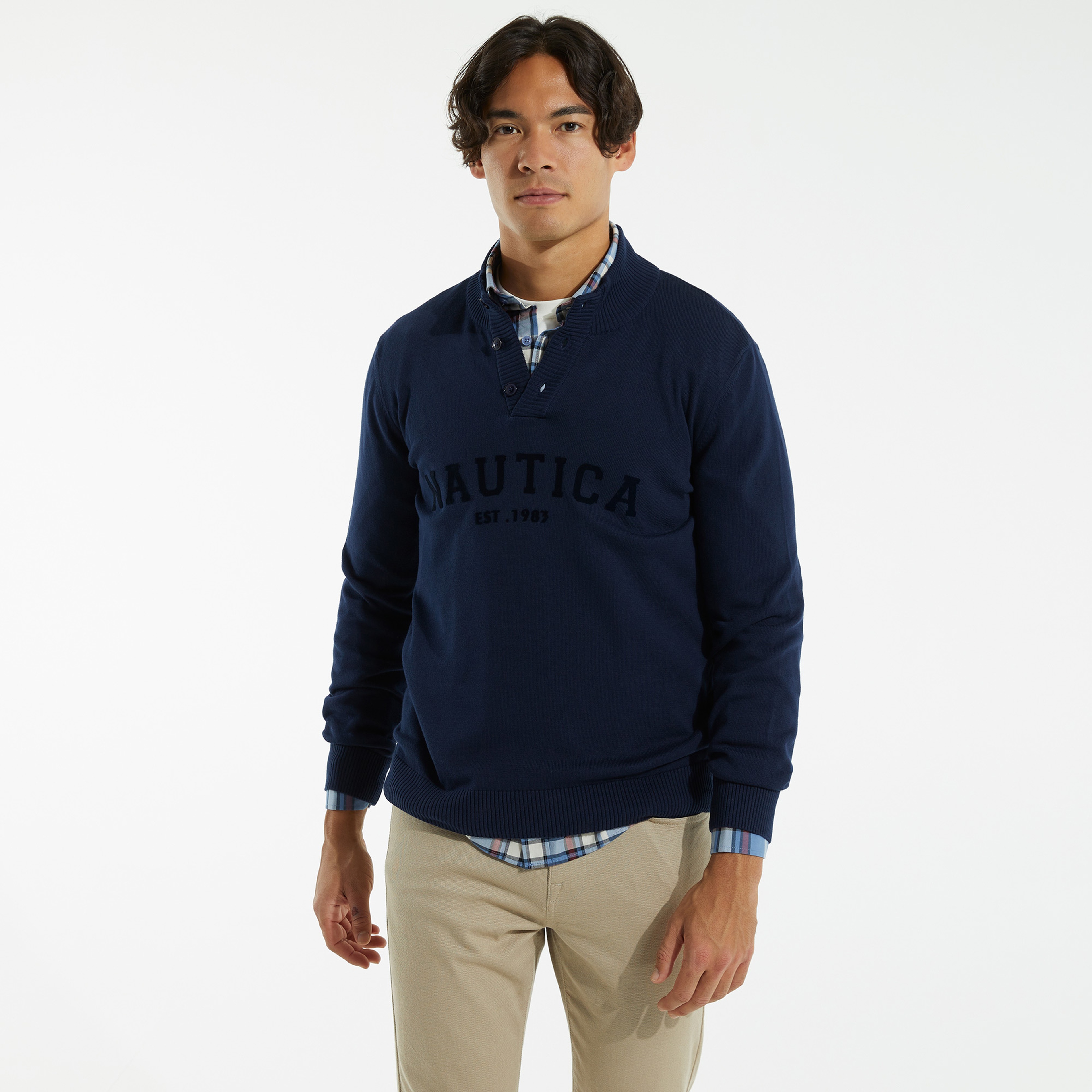 NAUTICA ERKEK LACİVERT UZUN KOLLU TRİKO KAZAK