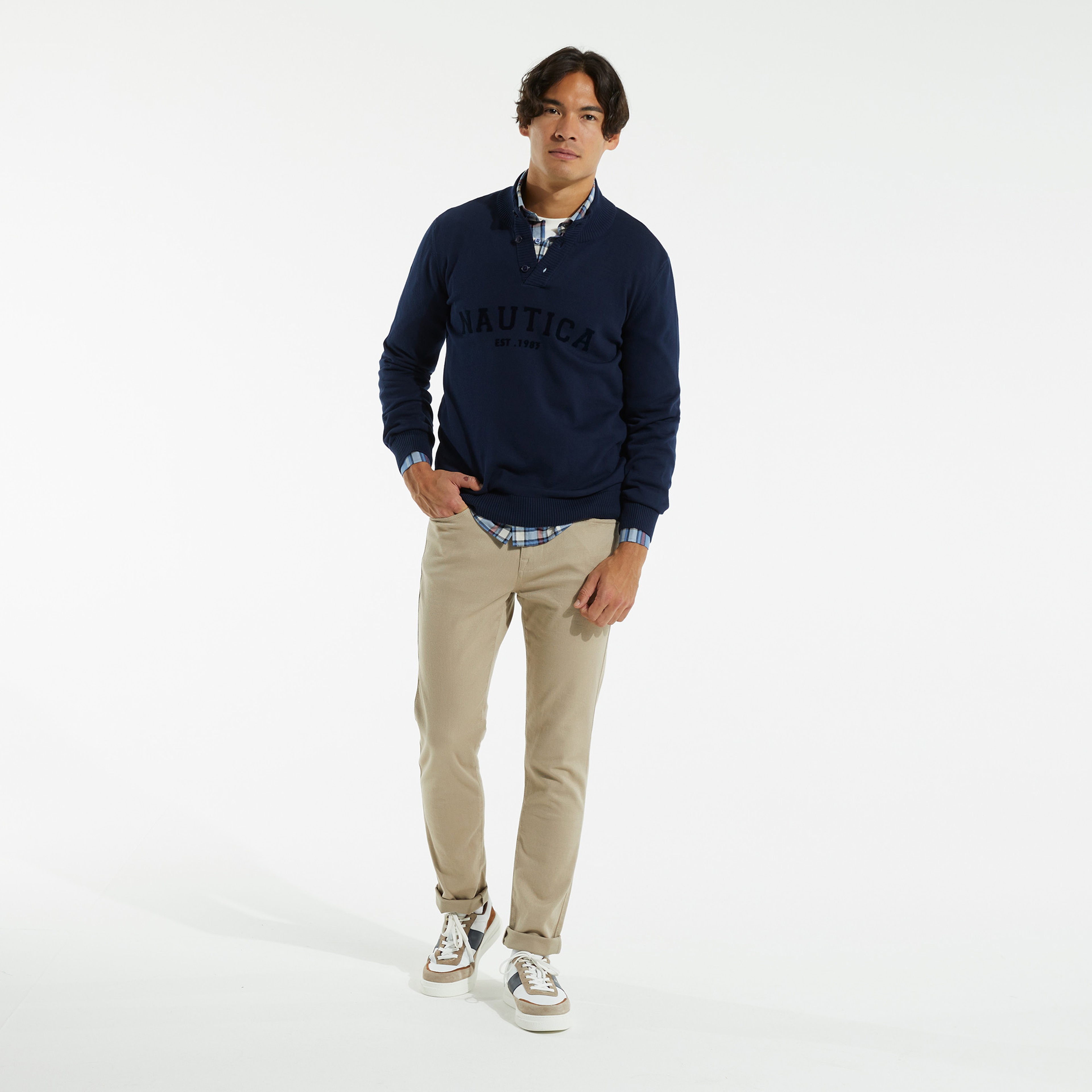 NAUTICA ERKEK LACİVERT UZUN KOLLU TRİKO KAZAK