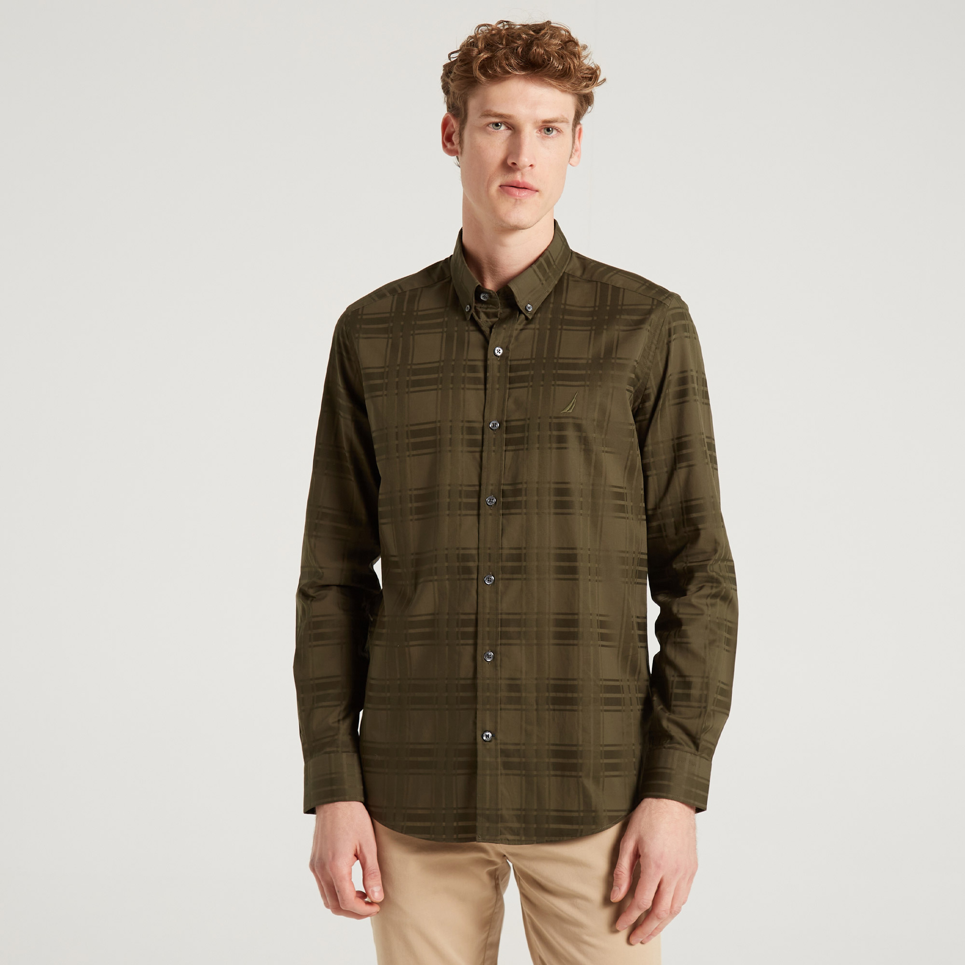 NAUTICA ERKEK YEŞİL SLIM FIT EKOSE GÖMLEK