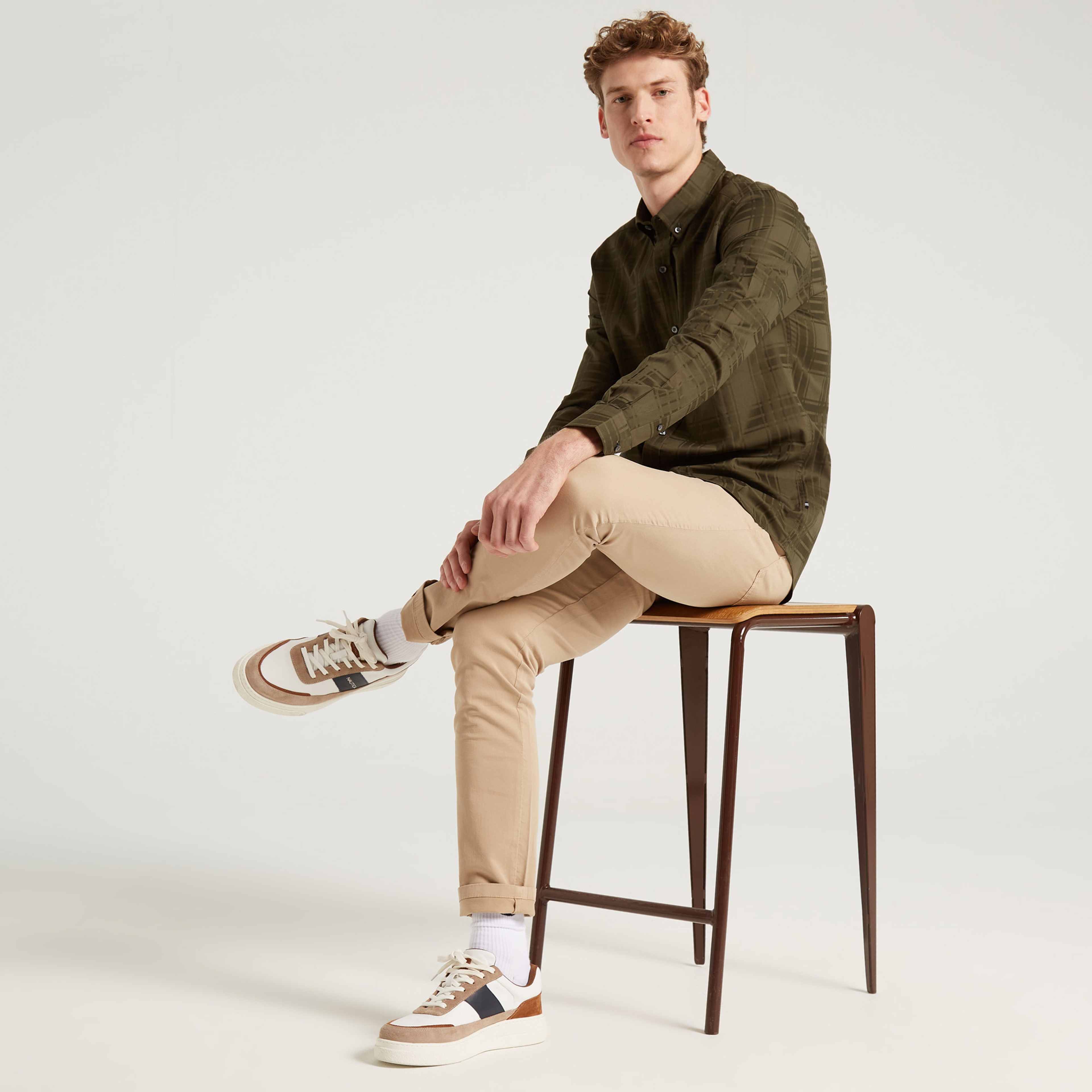 NAUTICA ERKEK YEŞİL SLIM FIT EKOSE GÖMLEK