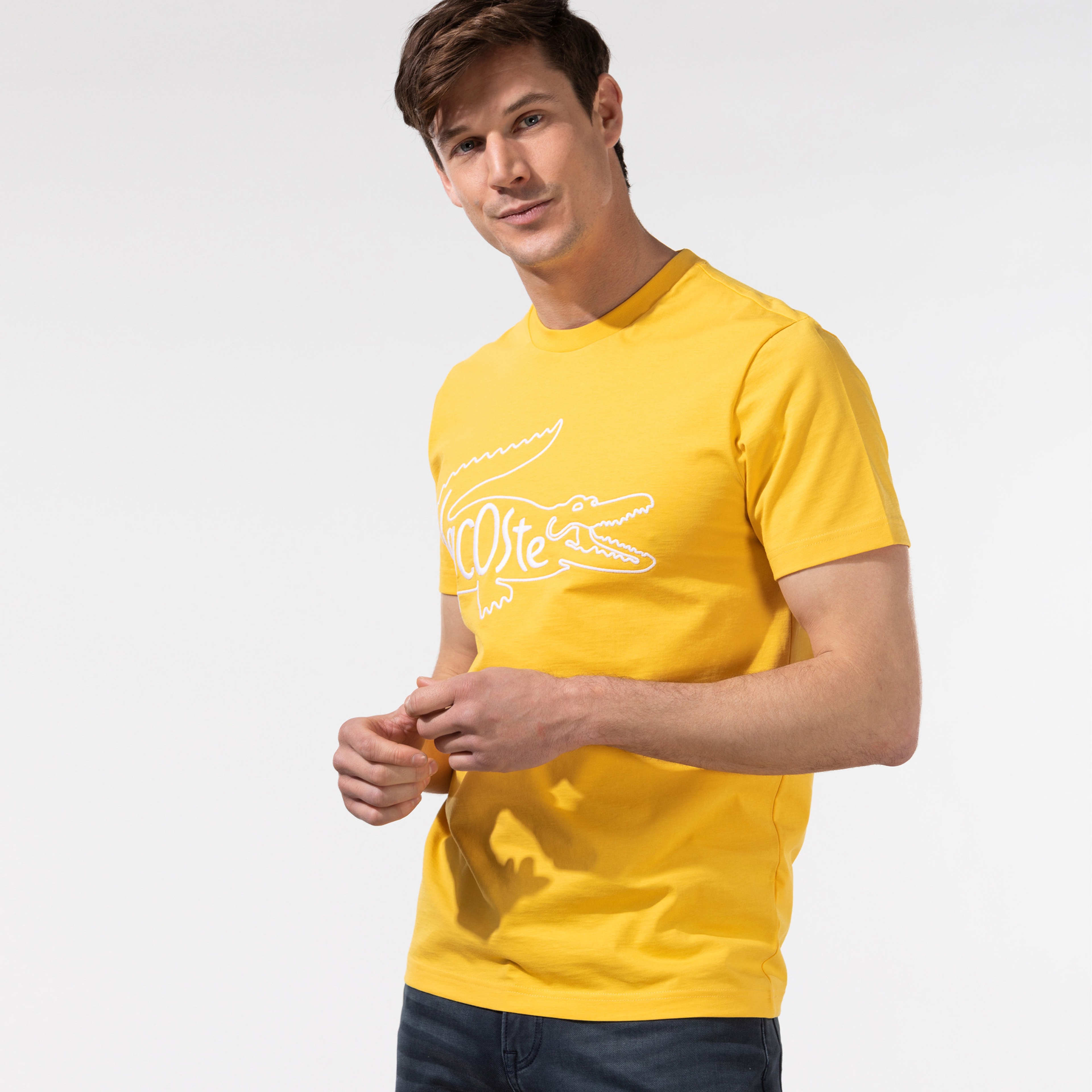 Lacoste Erkek Nakışlı Sarı T-Shirt