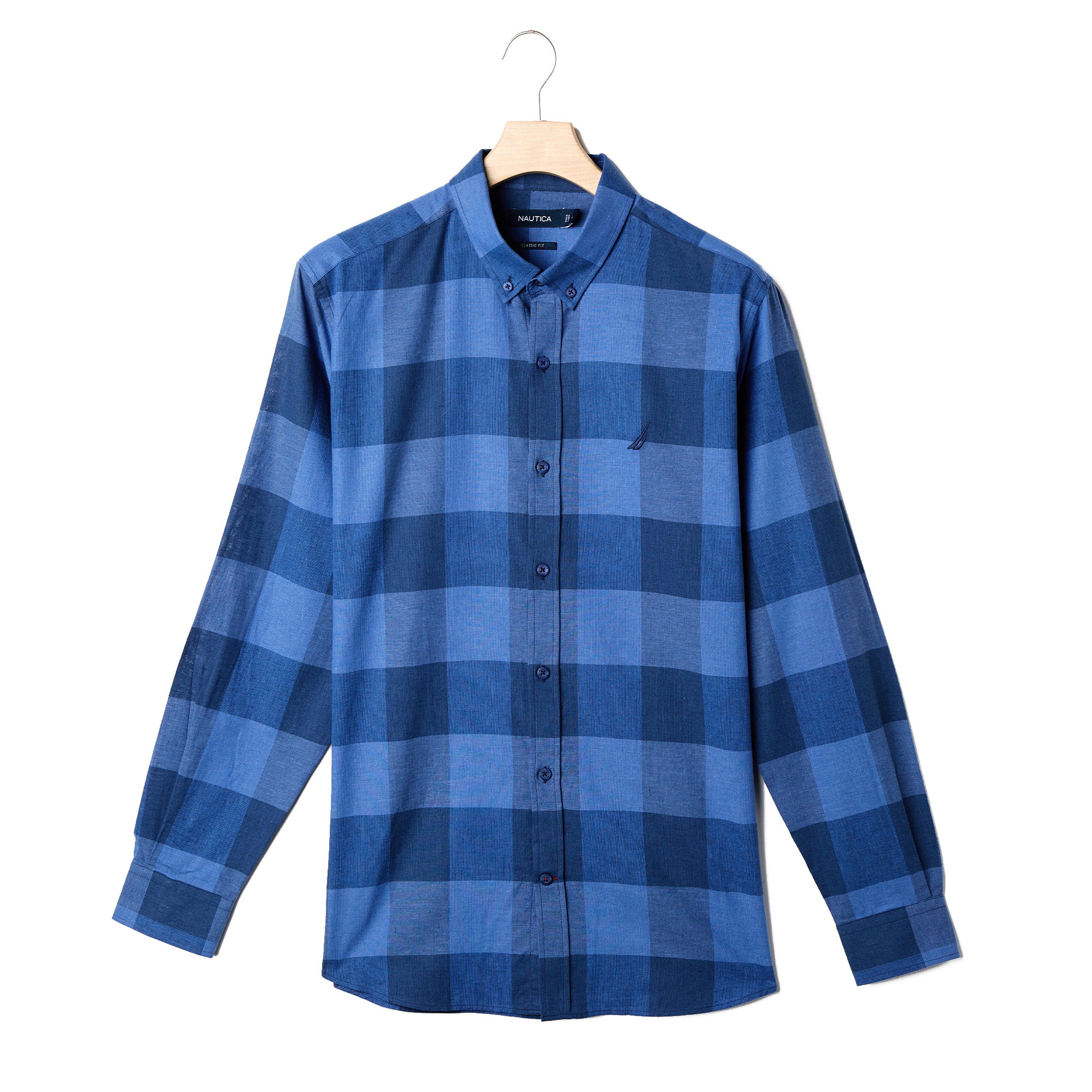 NAUTICA ERKEK LACİVERT CLASSIC FIT UZUN KOLLU KARELİ GÖMLEK