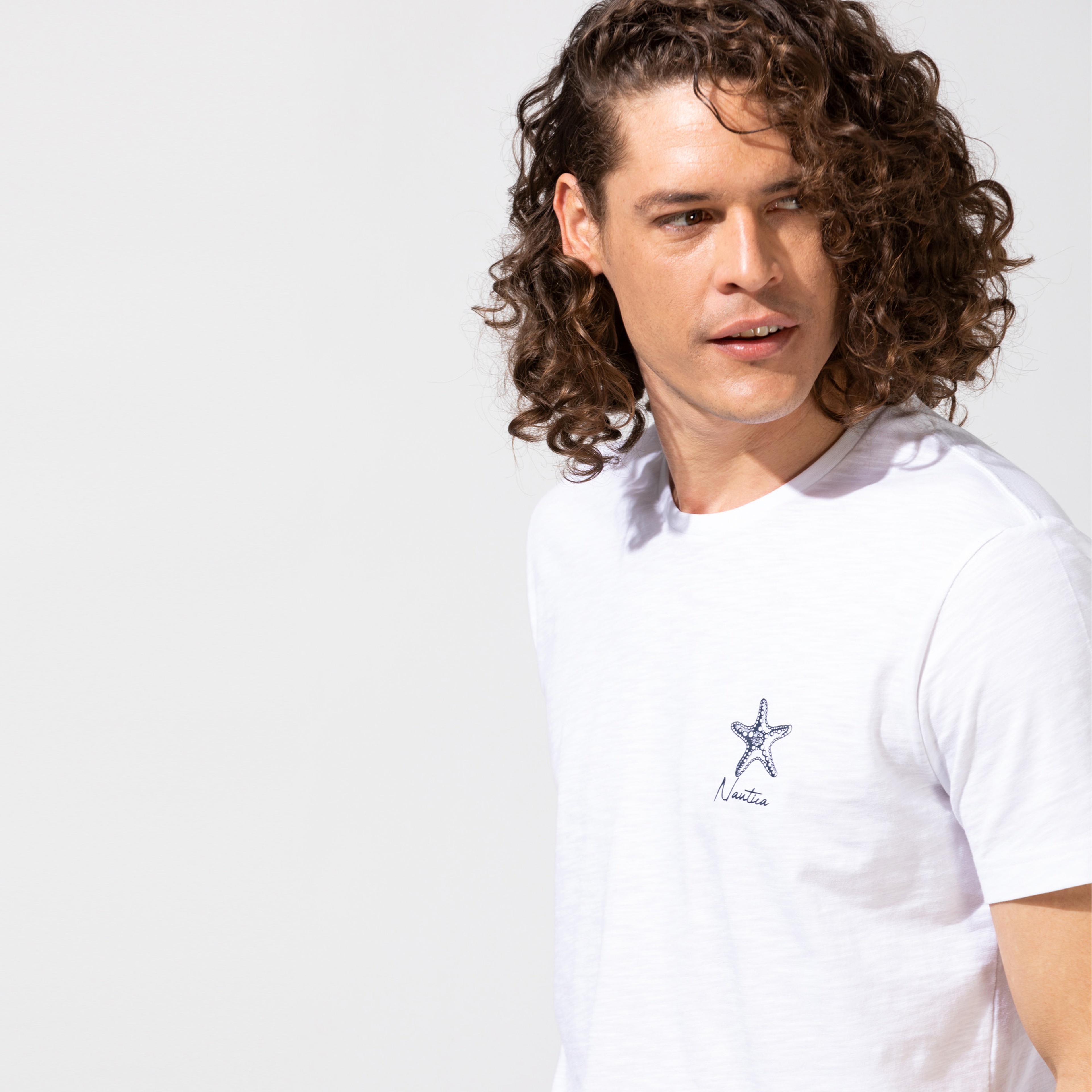 Nautica Erkek Beyaz Baskılı T-Shirt