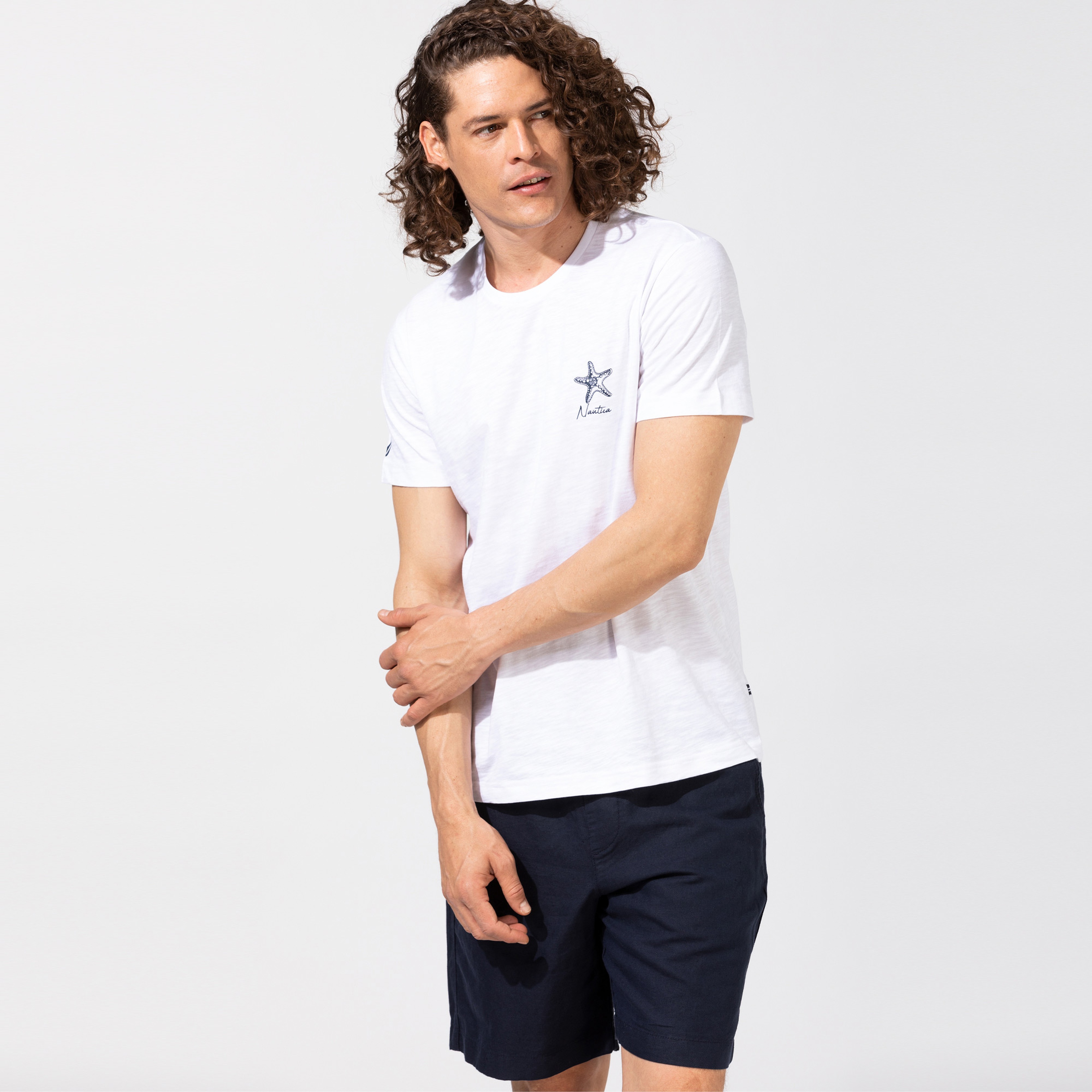 Nautica Erkek Beyaz Baskılı T-Shirt