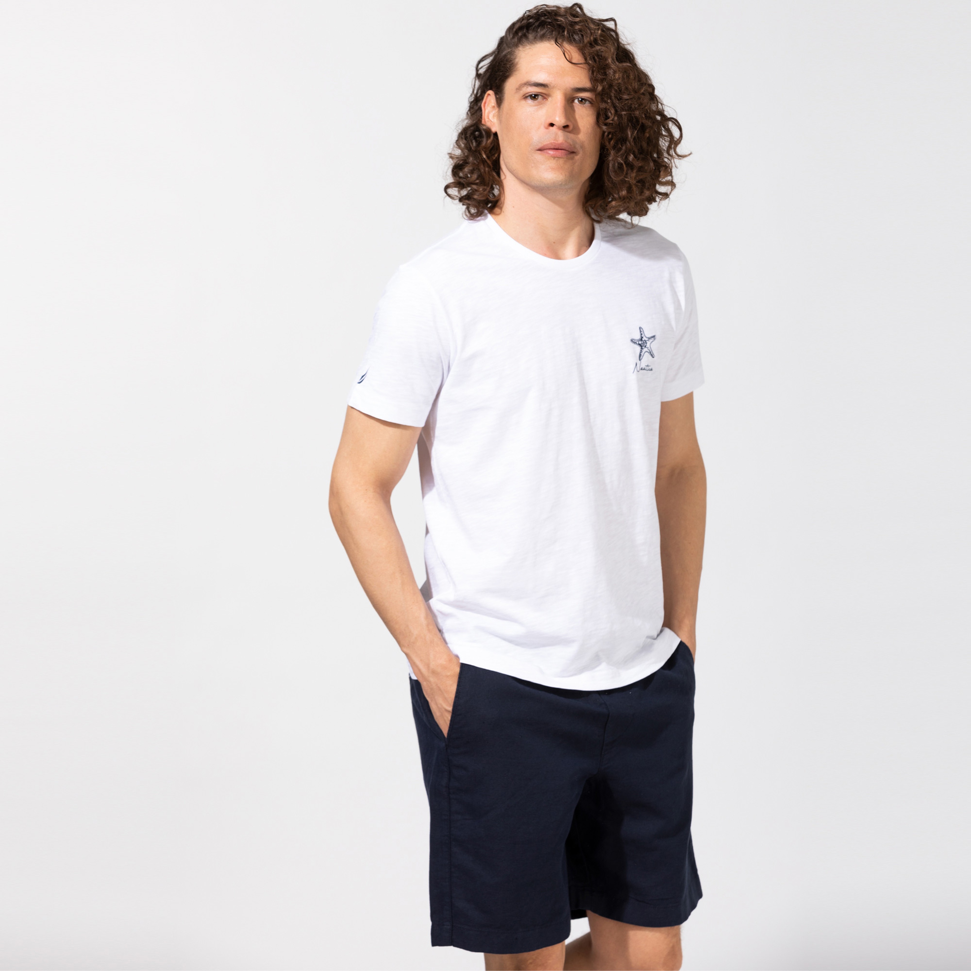 Nautica Erkek Beyaz Baskılı T-Shirt