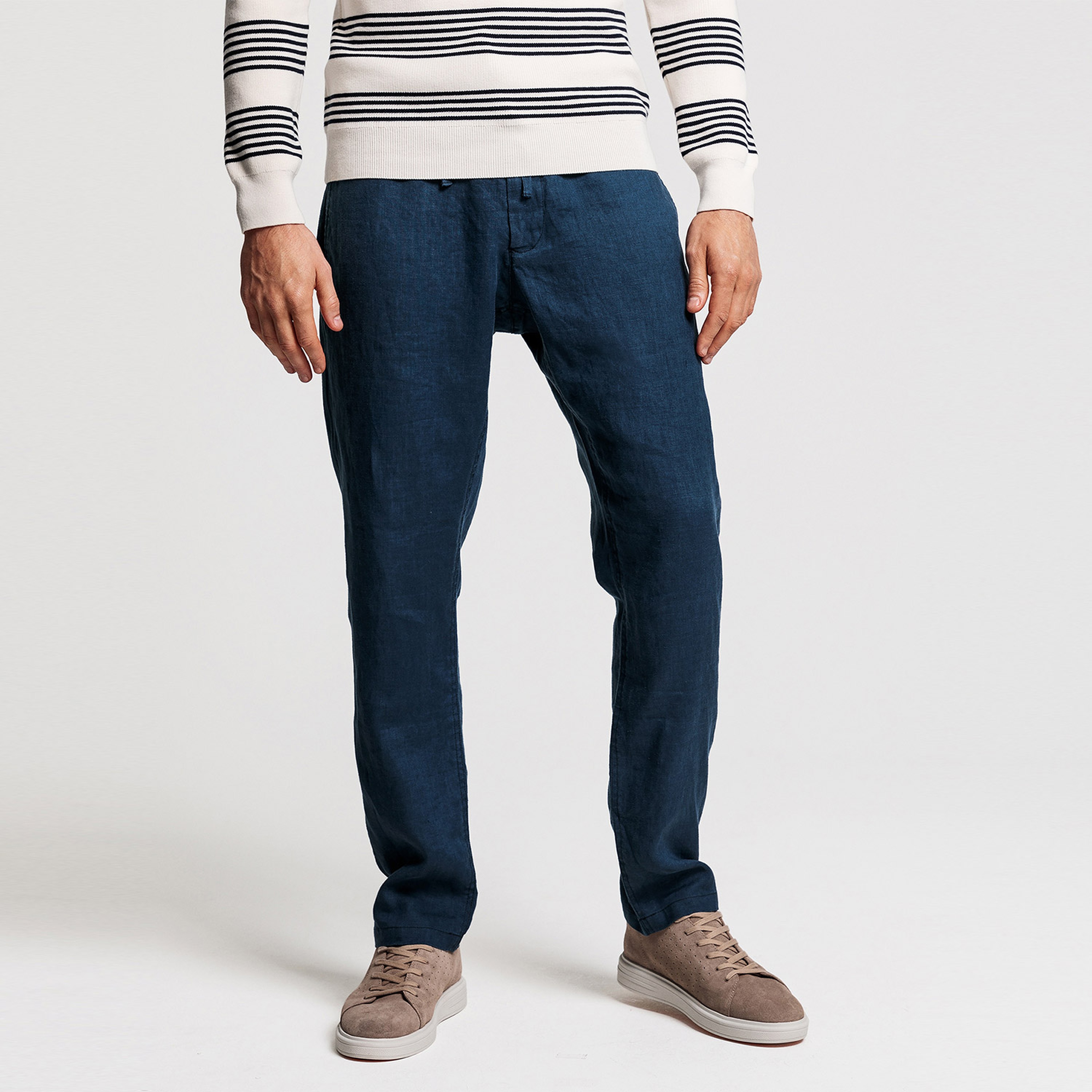Gant Erkek Lacivert Relaxed Fit Keten Pantolon