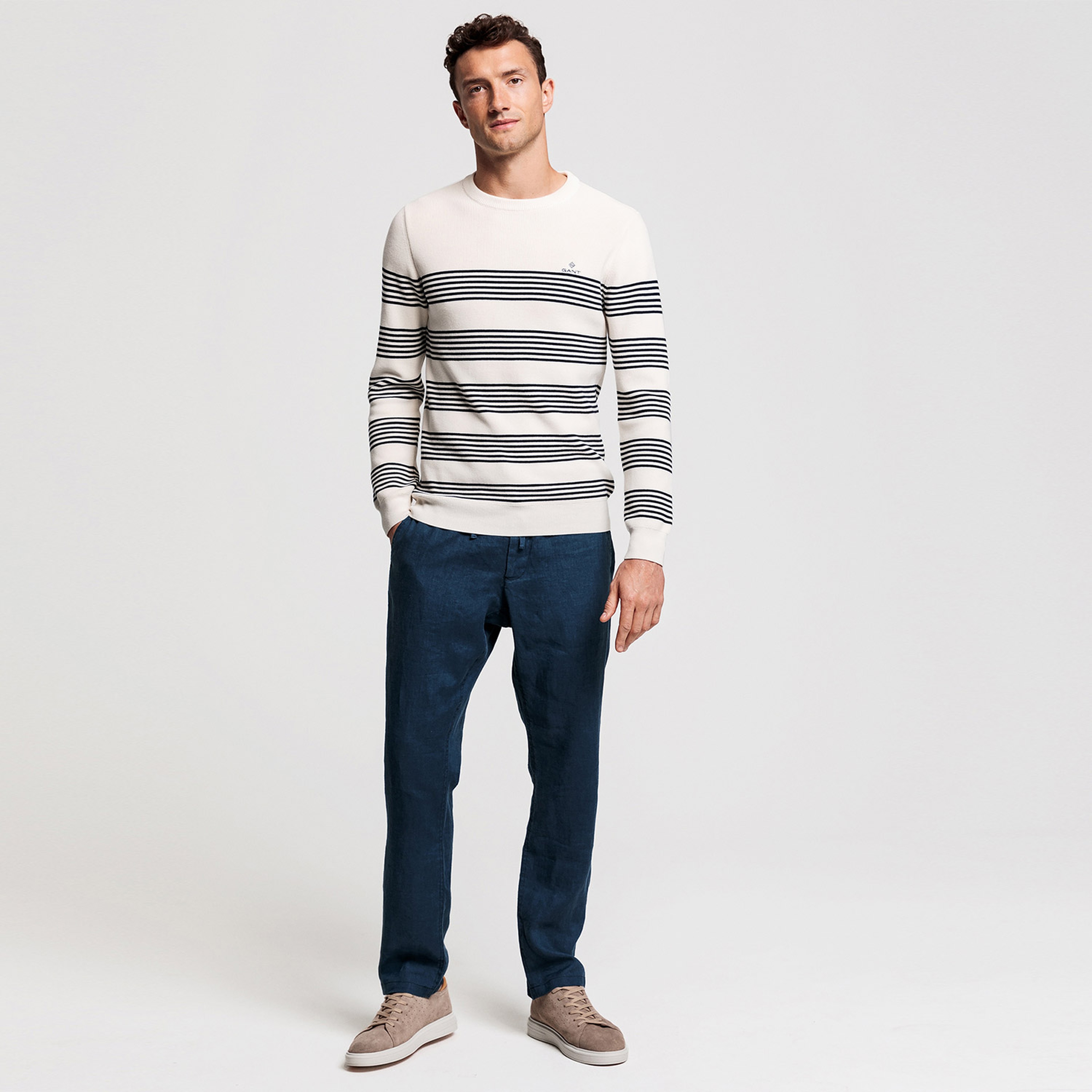 Gant Erkek Lacivert Relaxed Fit Keten Pantolon