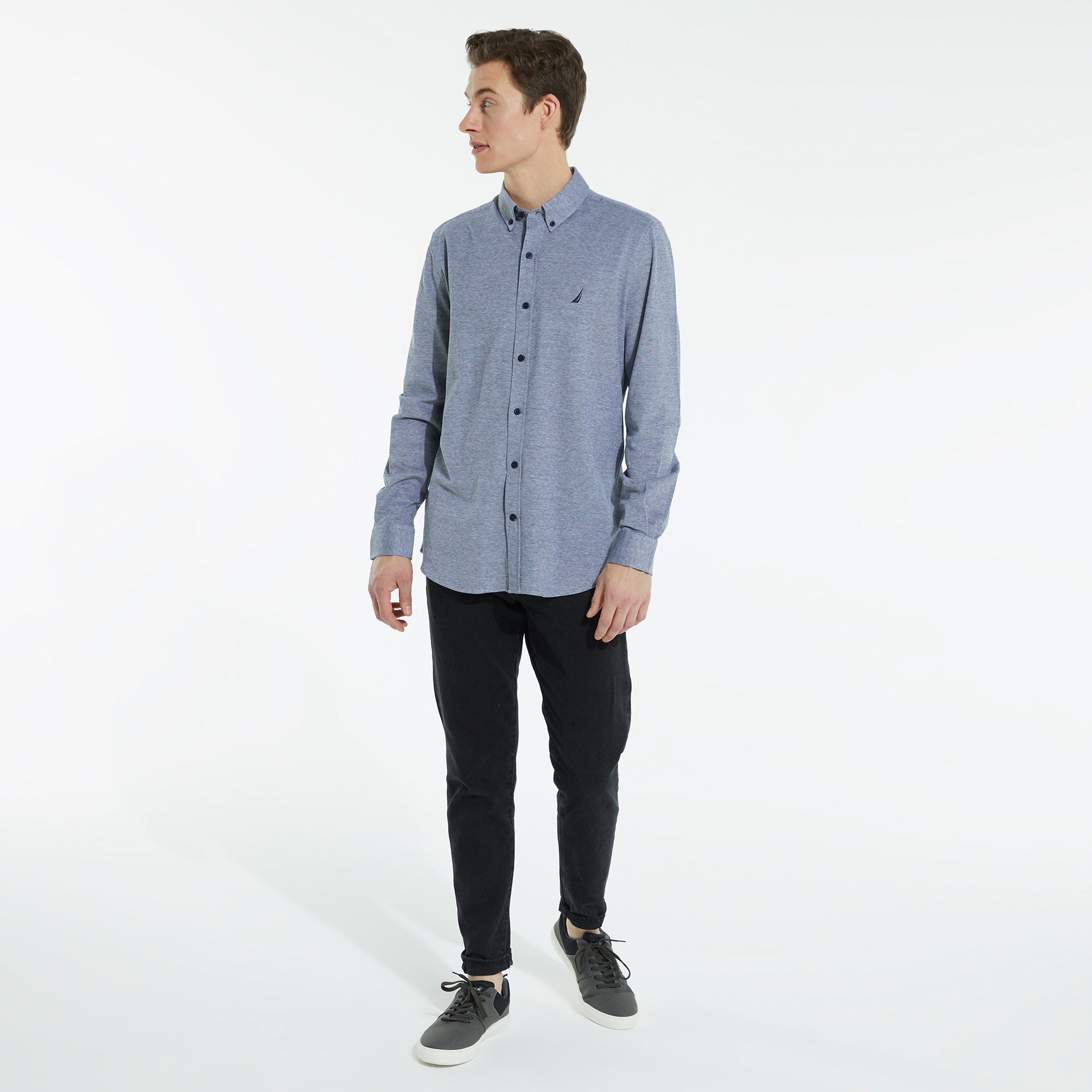 NAUTICA ERKEK LACİVERT UZUN KOLLU SLIM FIT GÖMLEK