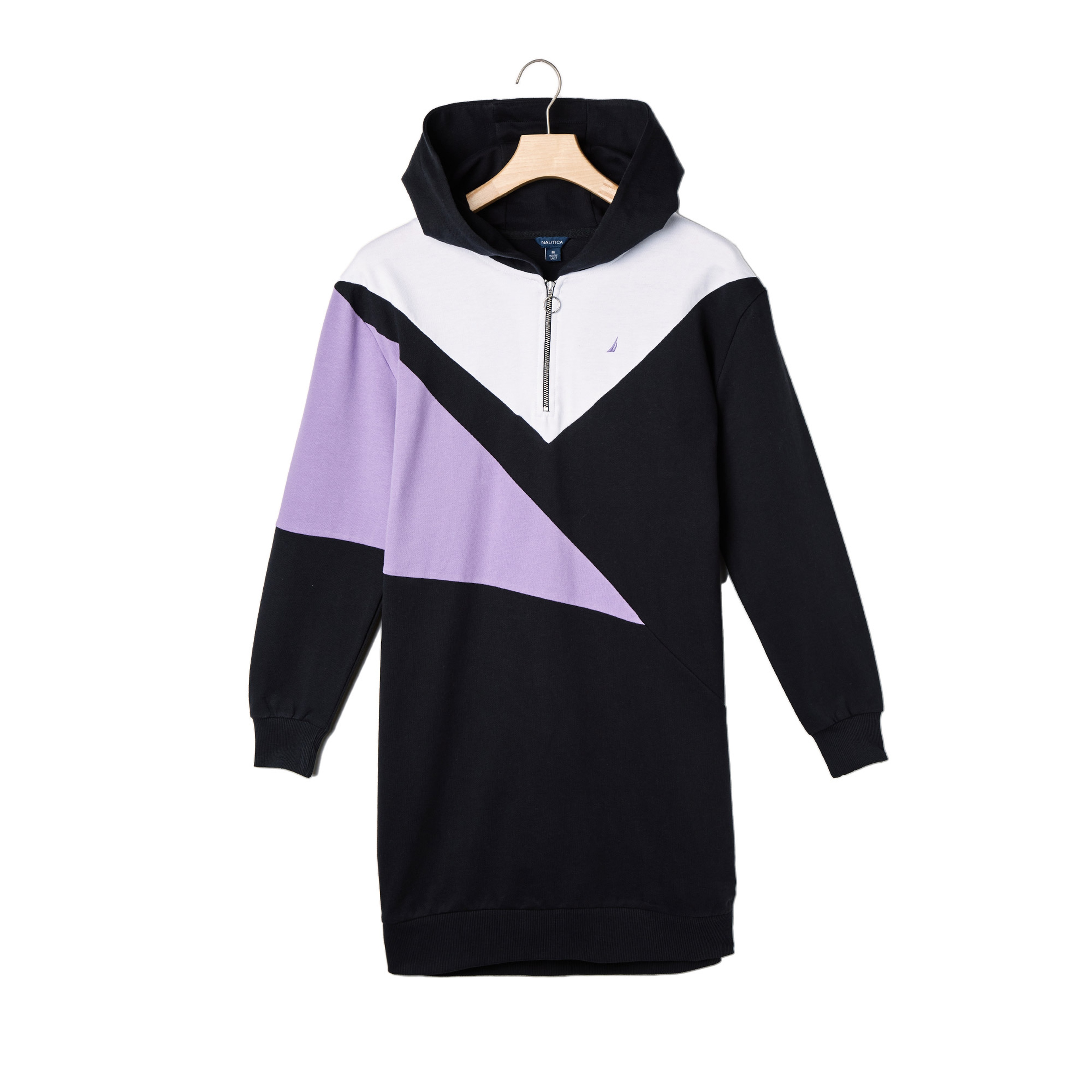 NAUTICA KADIN SİYAH BLOK DESEN ELBİSE