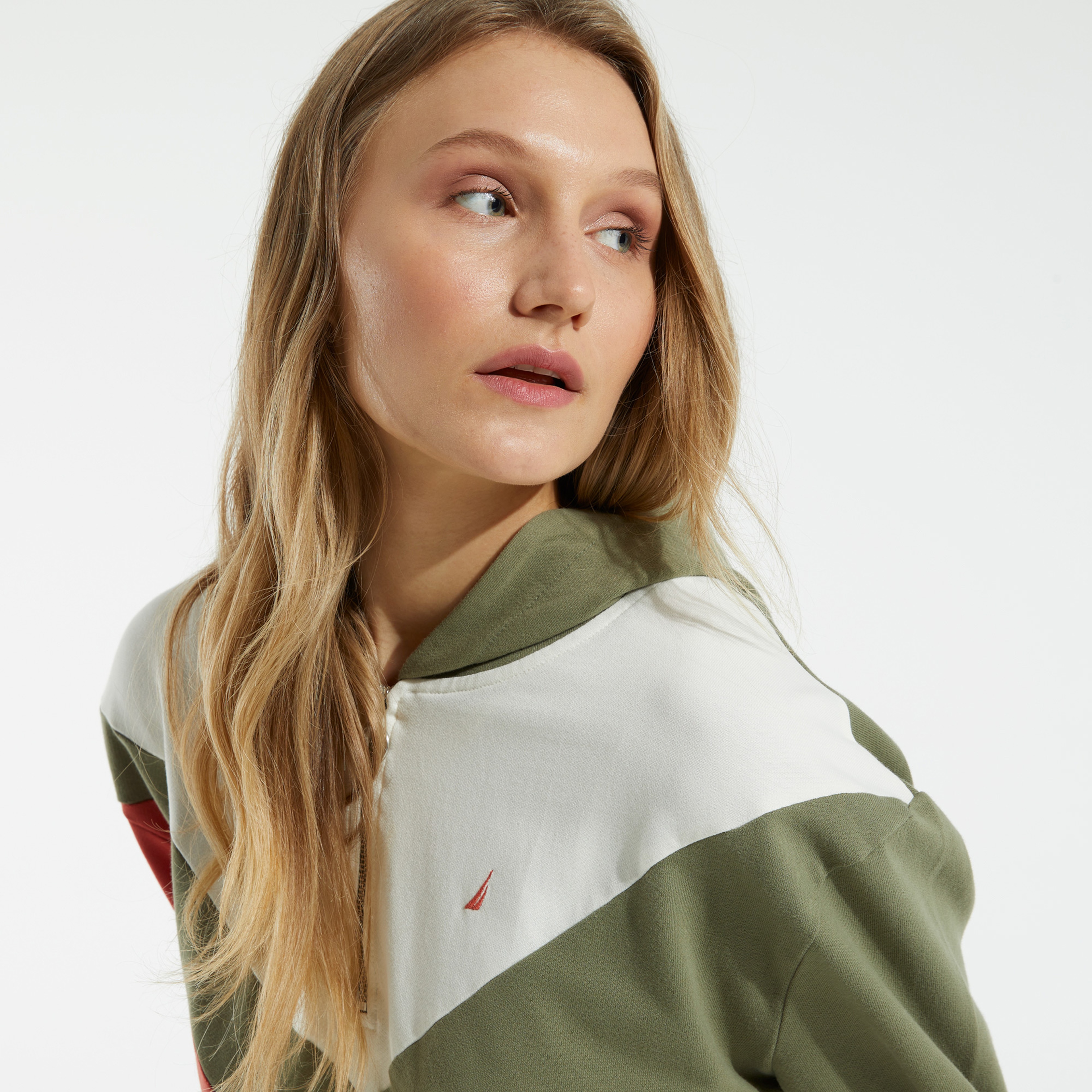 NAUTICA KADIN HAKİ BLOK DESEN ELBİSE