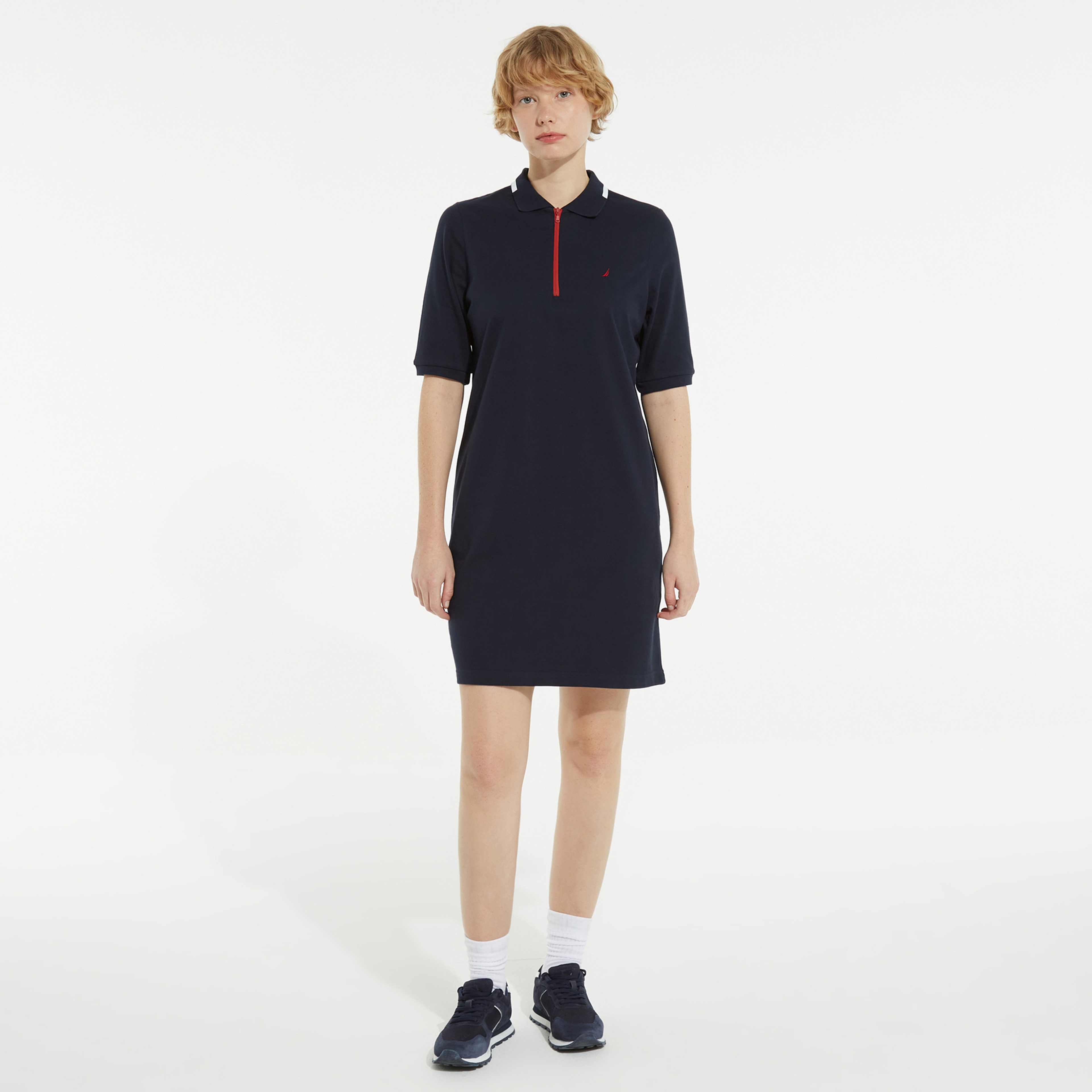 NAUTICA KADIN LACİVERT POLO YAKA ELBİSE