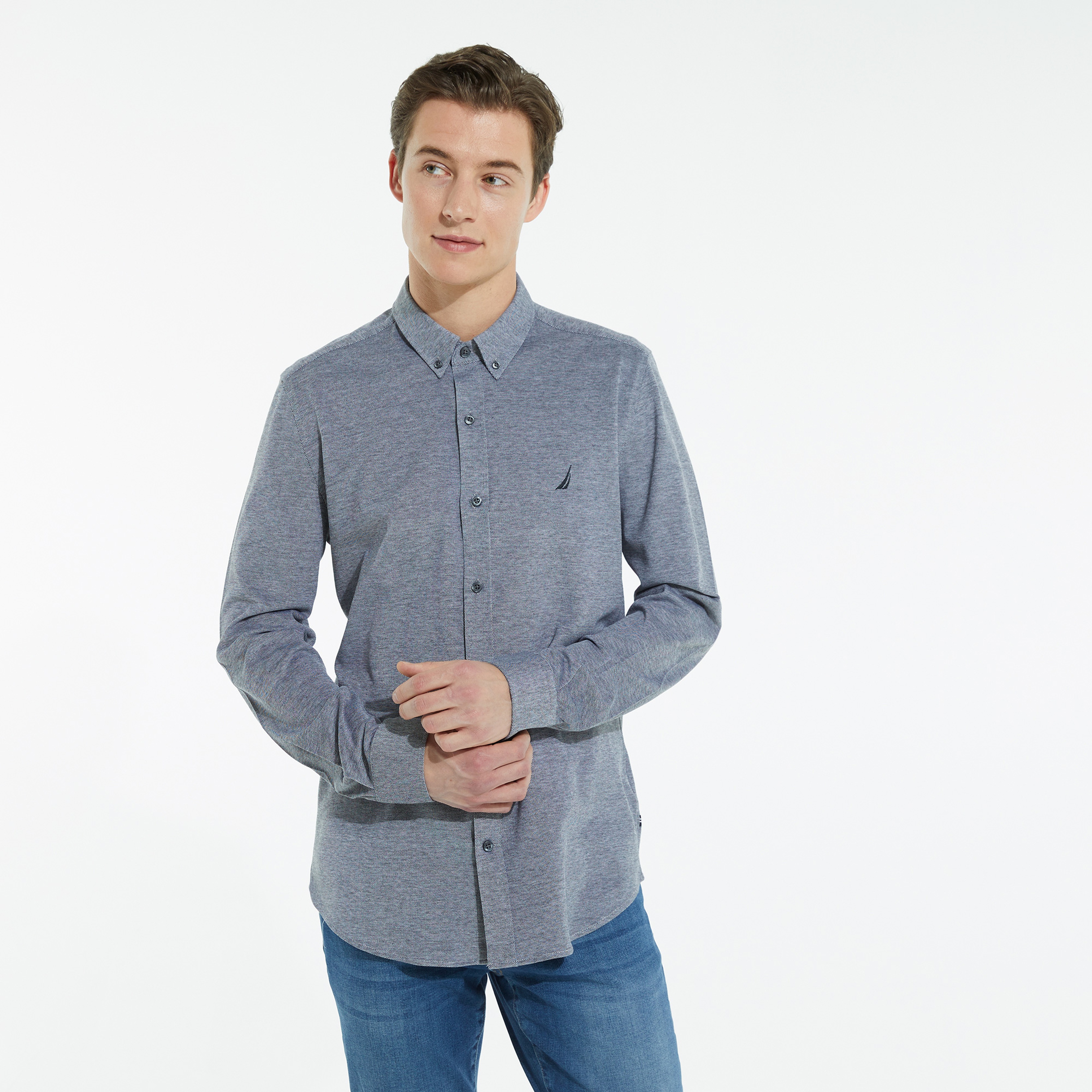 NAUTICA ERKEK SİYAH UZUN KOLLU SLIM FIT GÖMLEK