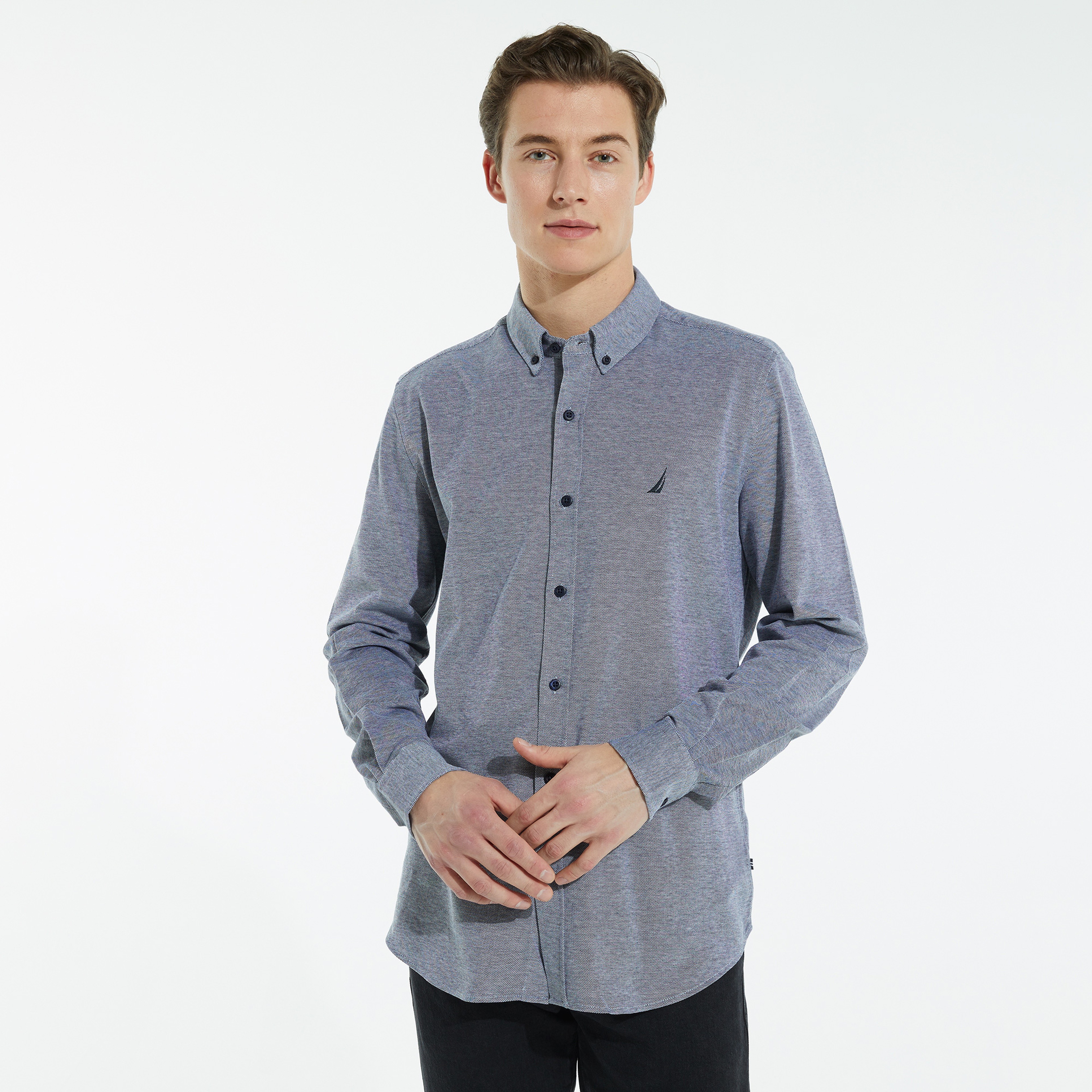 NAUTICA ERKEK LACİVERT UZUN KOLLU SLIM FIT GÖMLEK