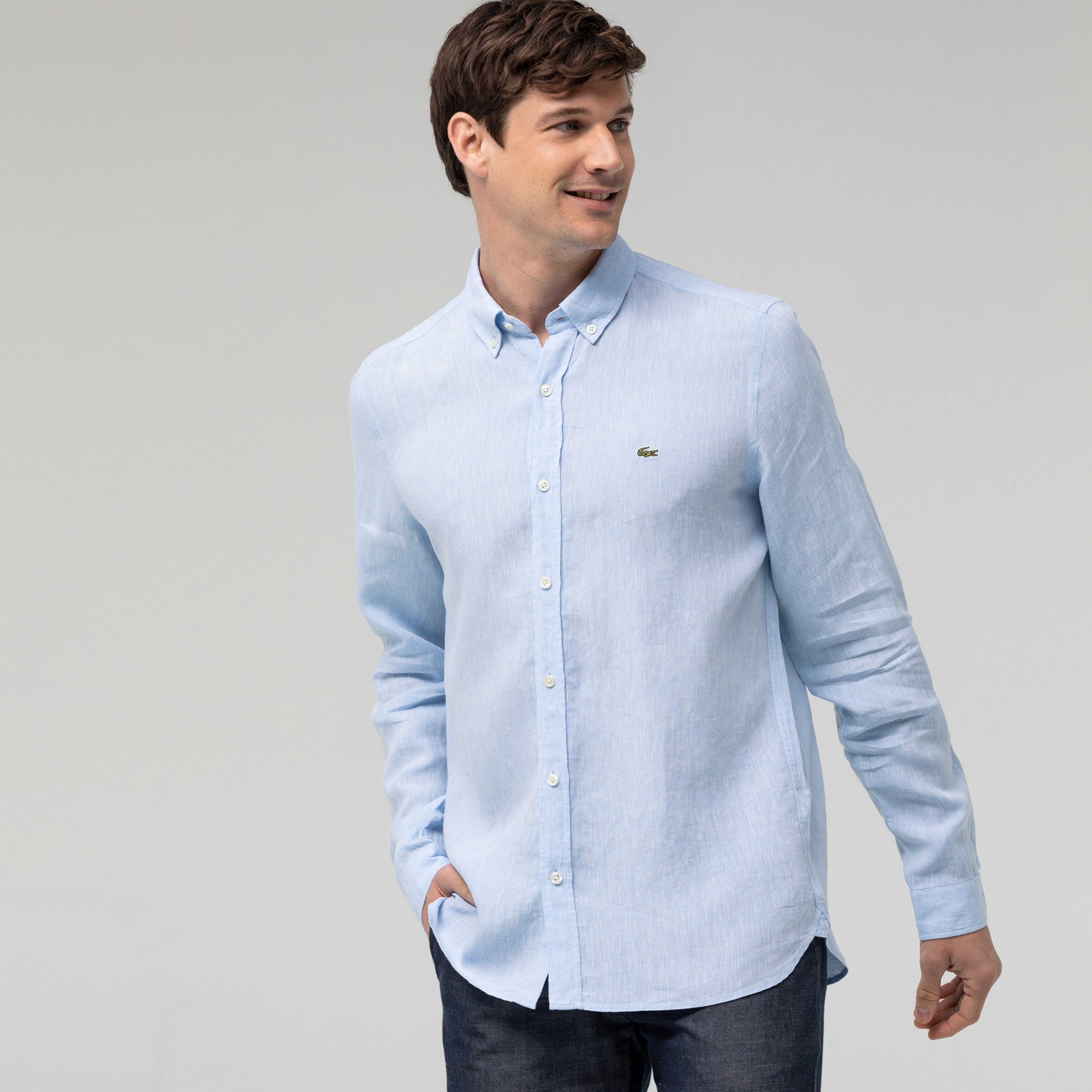 Lacoste Erkek Slim Fit Açık Mavi Gömlek