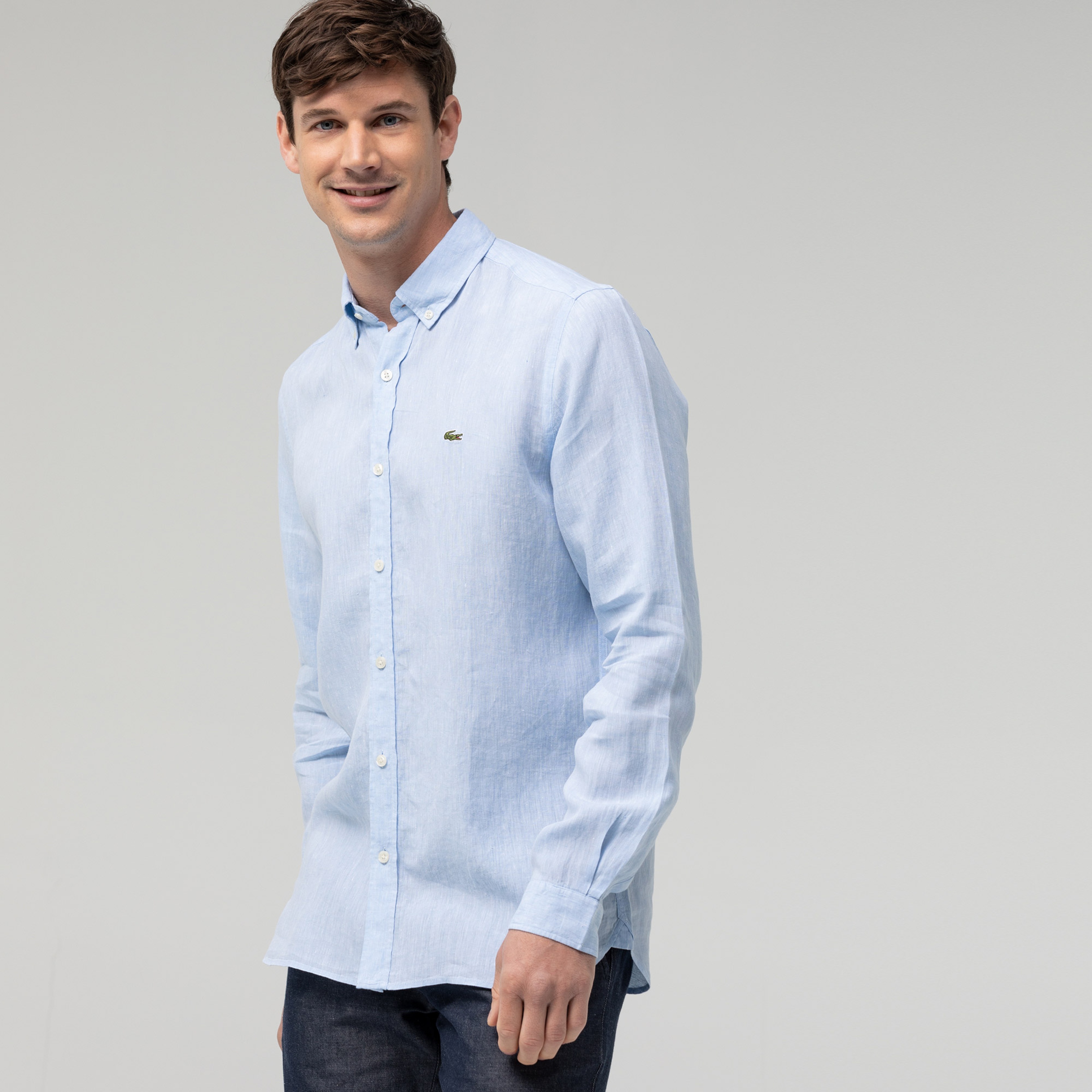 Lacoste Erkek Slim Fit Açık Mavi Gömlek