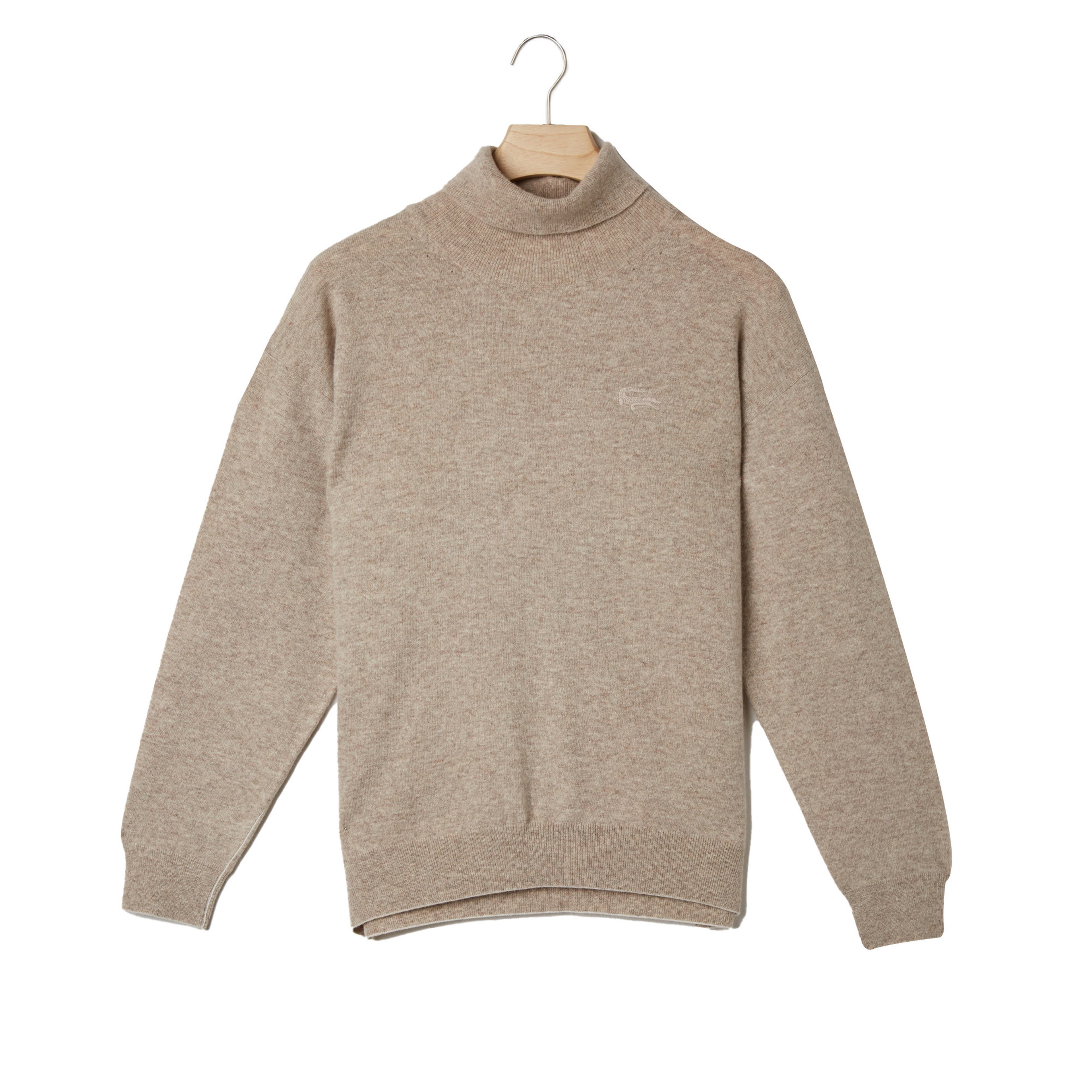 Lacoste Kadın Yün Boğazlı Yaka Bej Triko Kazak