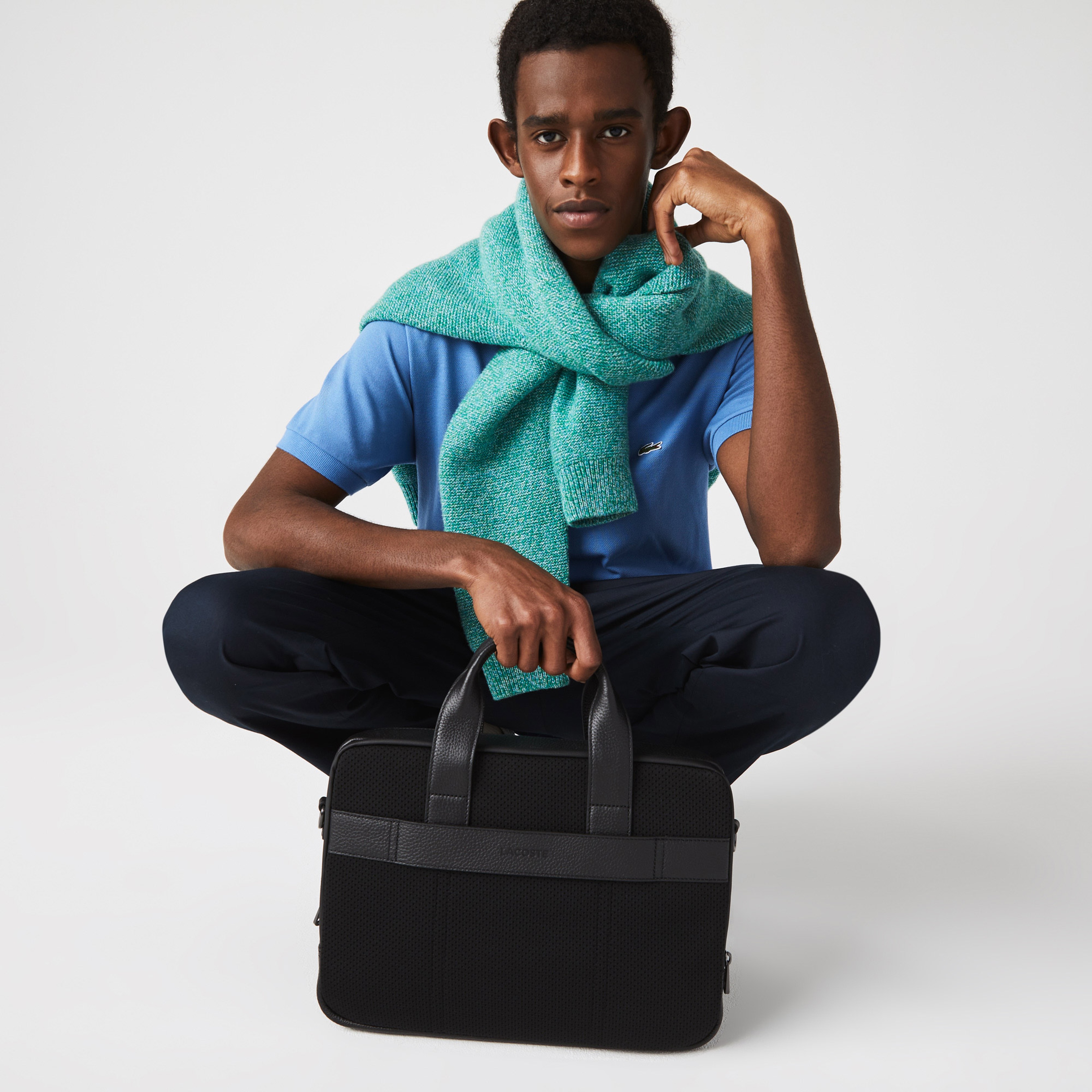 Lacoste Soft Mate Erkek Deri Siyah Laptop Çantası