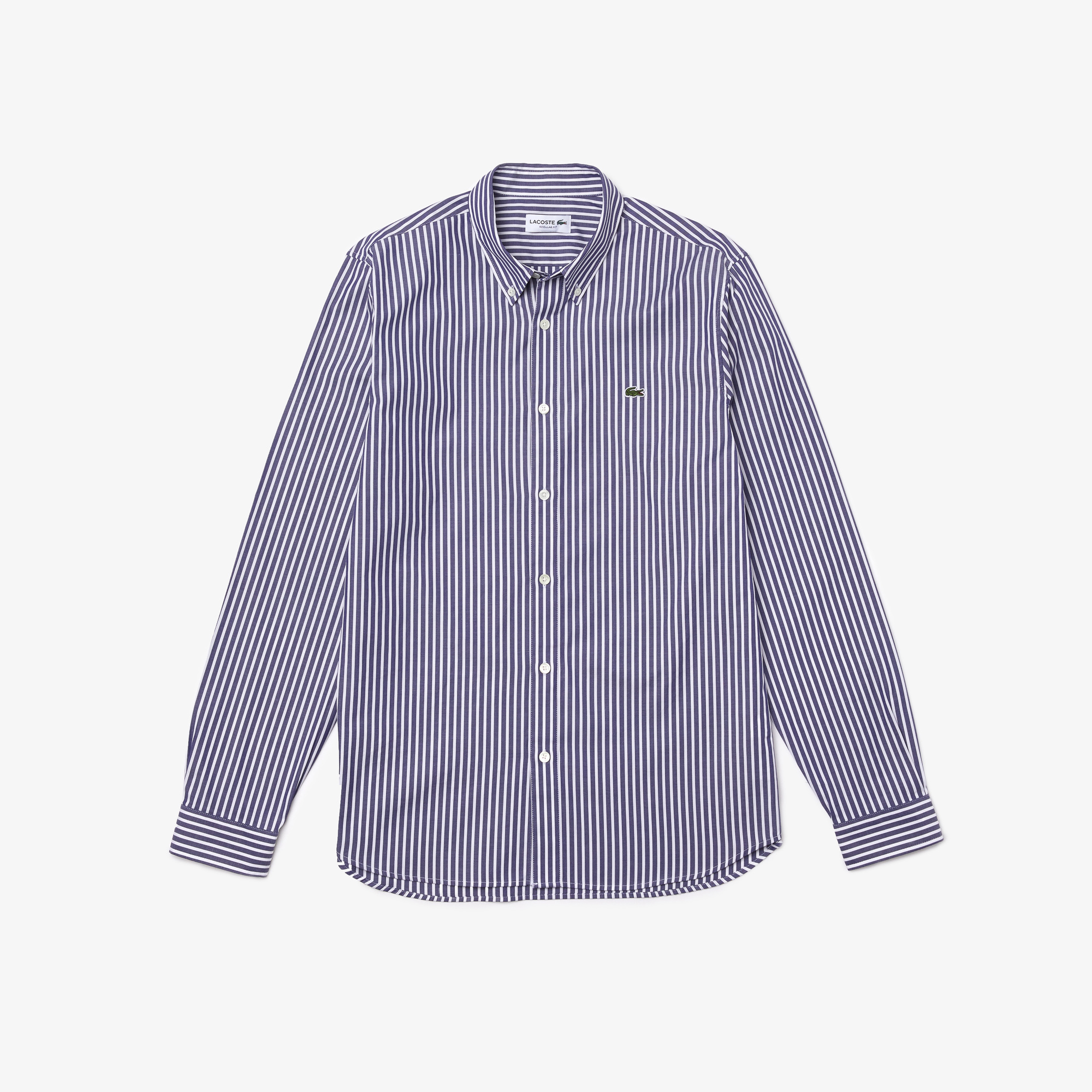 Lacoste Erkek Regular Fit Çizgili Gri Gömlek
