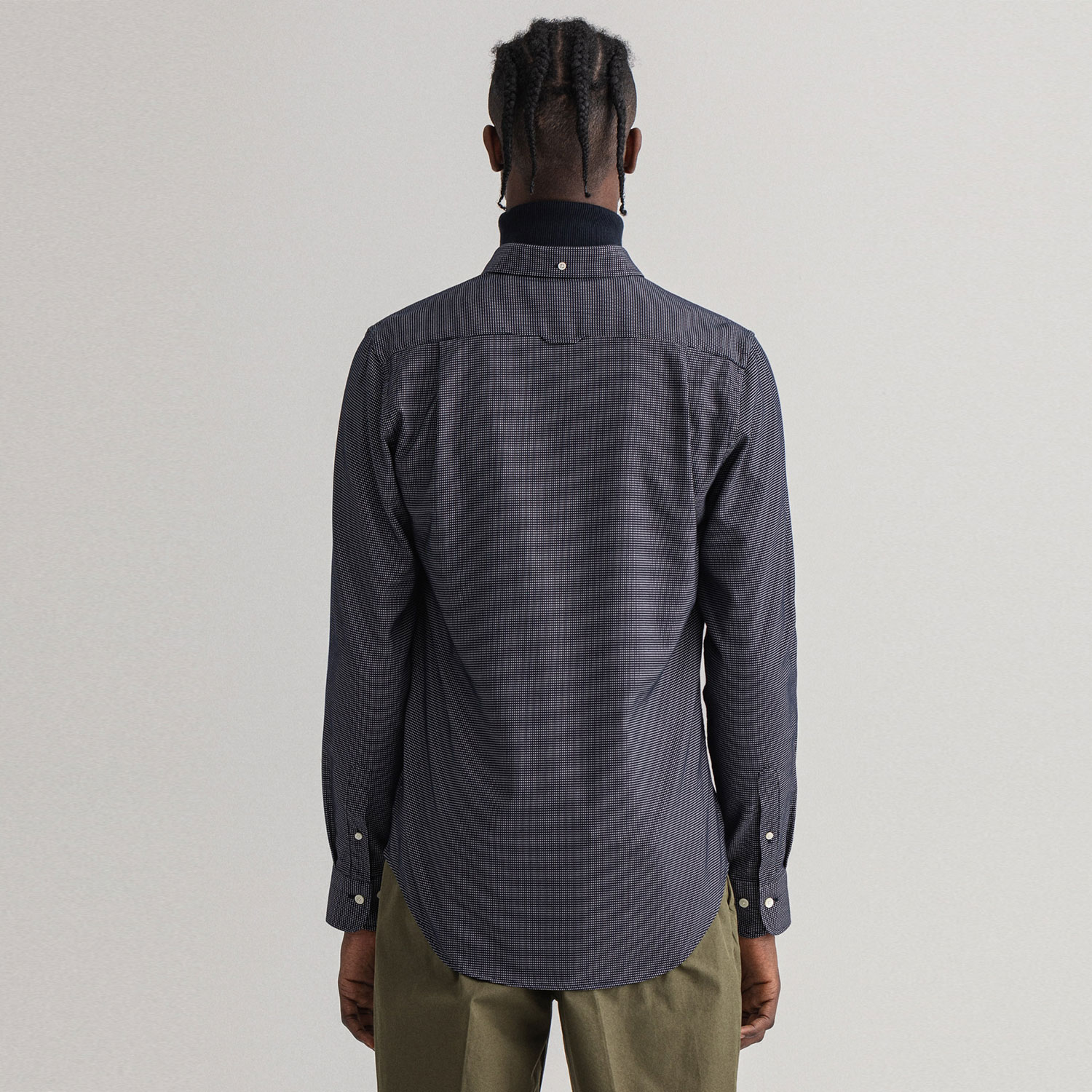 GANT Erkek Gri Slim Fit Düğmeli Yaka Gömlek