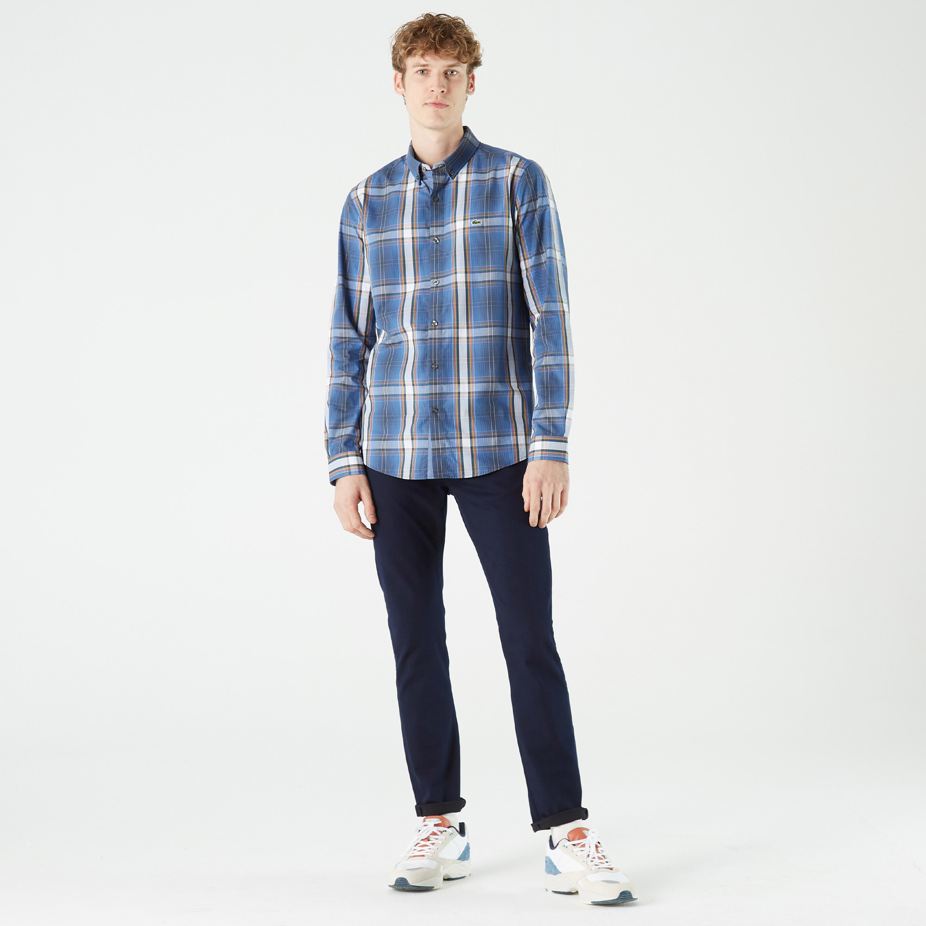 Lacoste Erkek Slim Fit Ekose Lacivert Gömlek