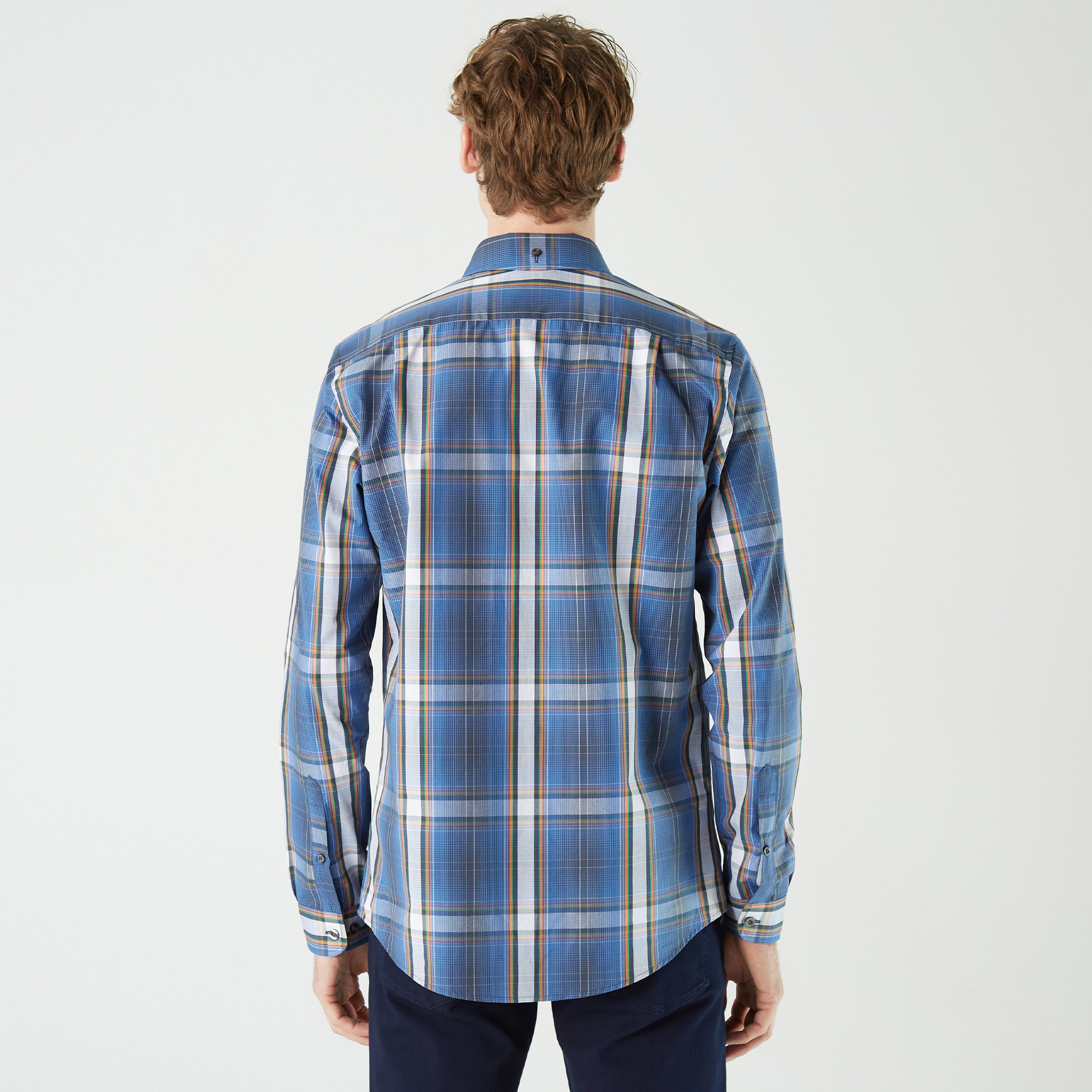 Lacoste Erkek Slim Fit Ekose Lacivert Gömlek