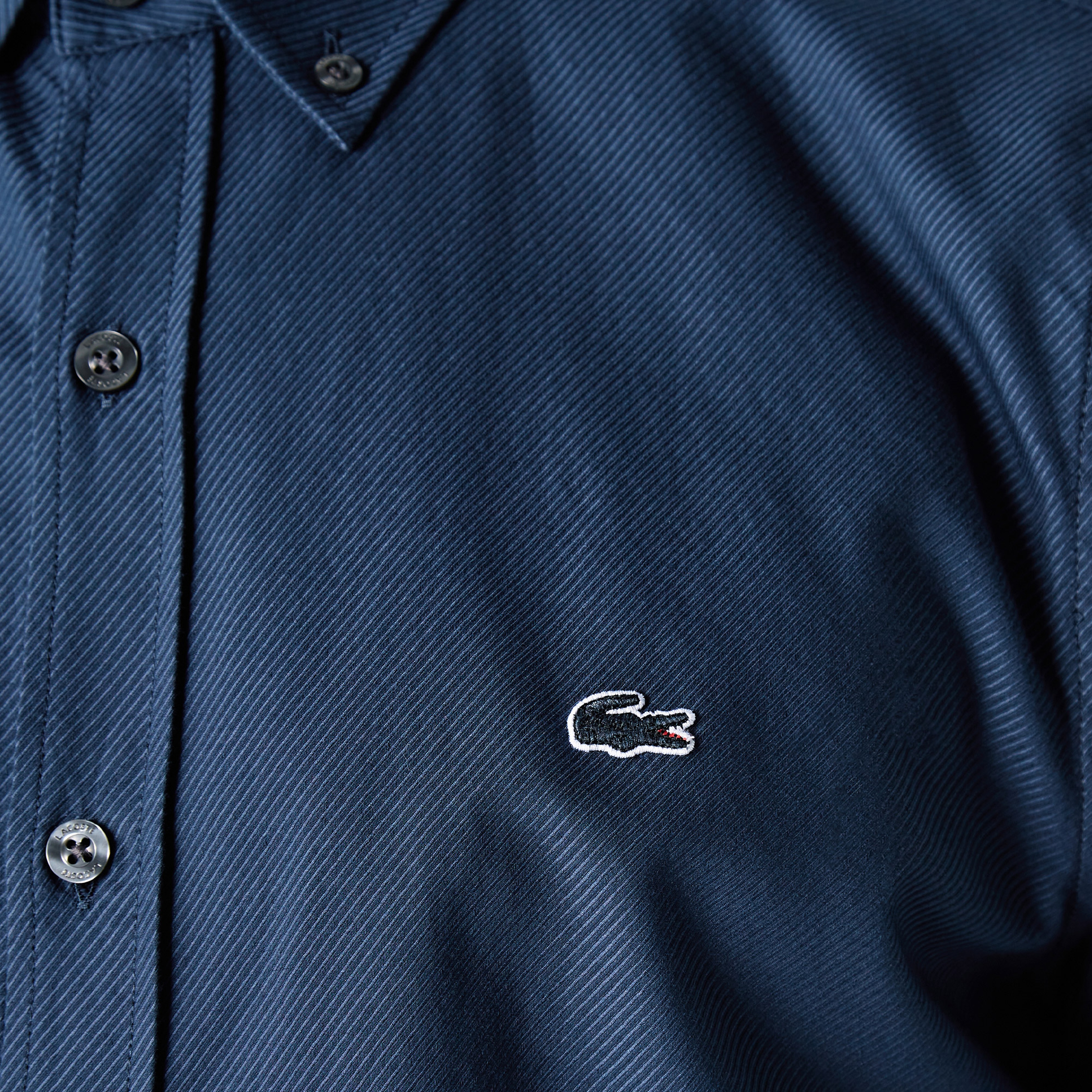 Lacoste Erkek Slim Fit Desenli Lacivert Gömlek