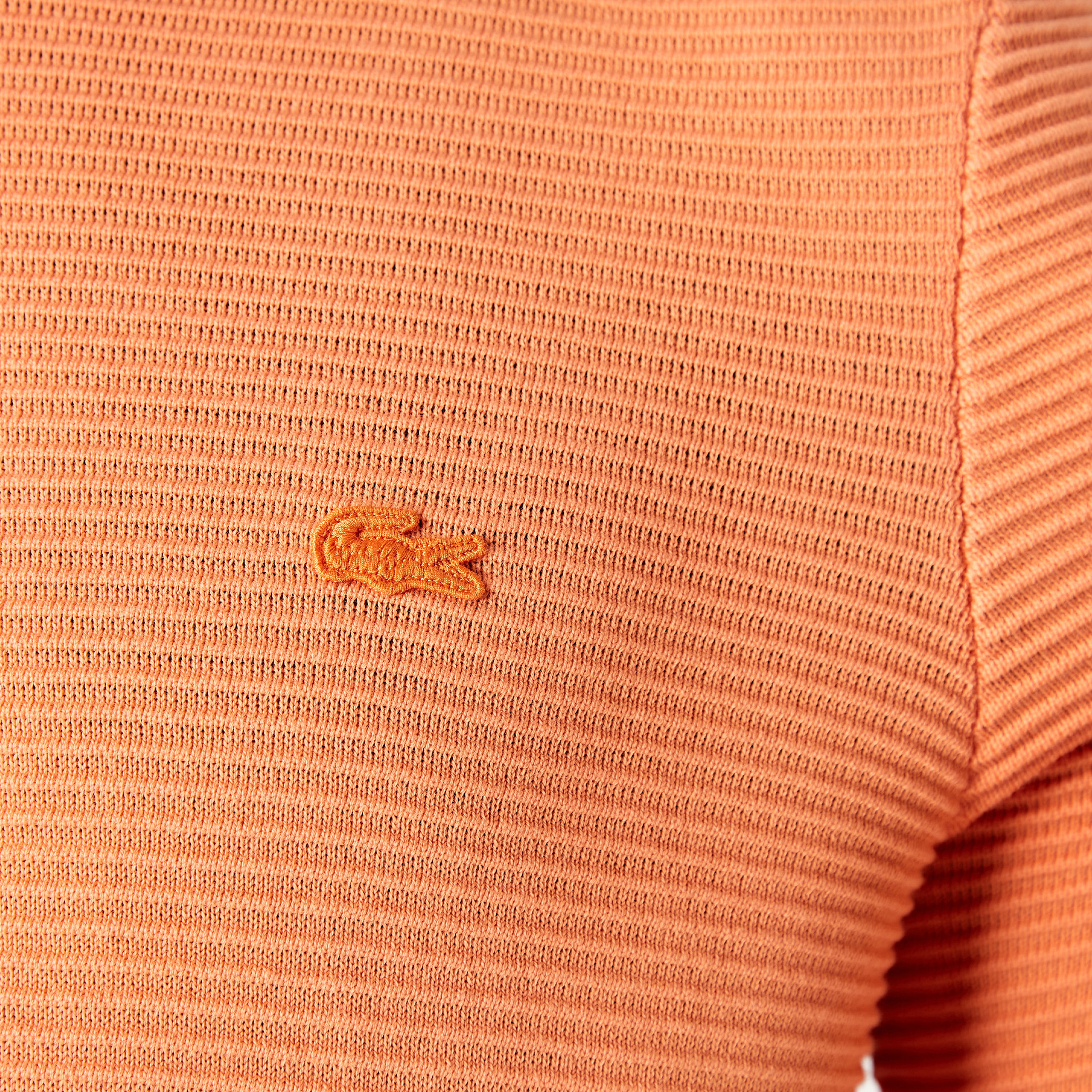 Lacoste Erkek Bisiklet Yaka Çizgili Turuncu Kazak