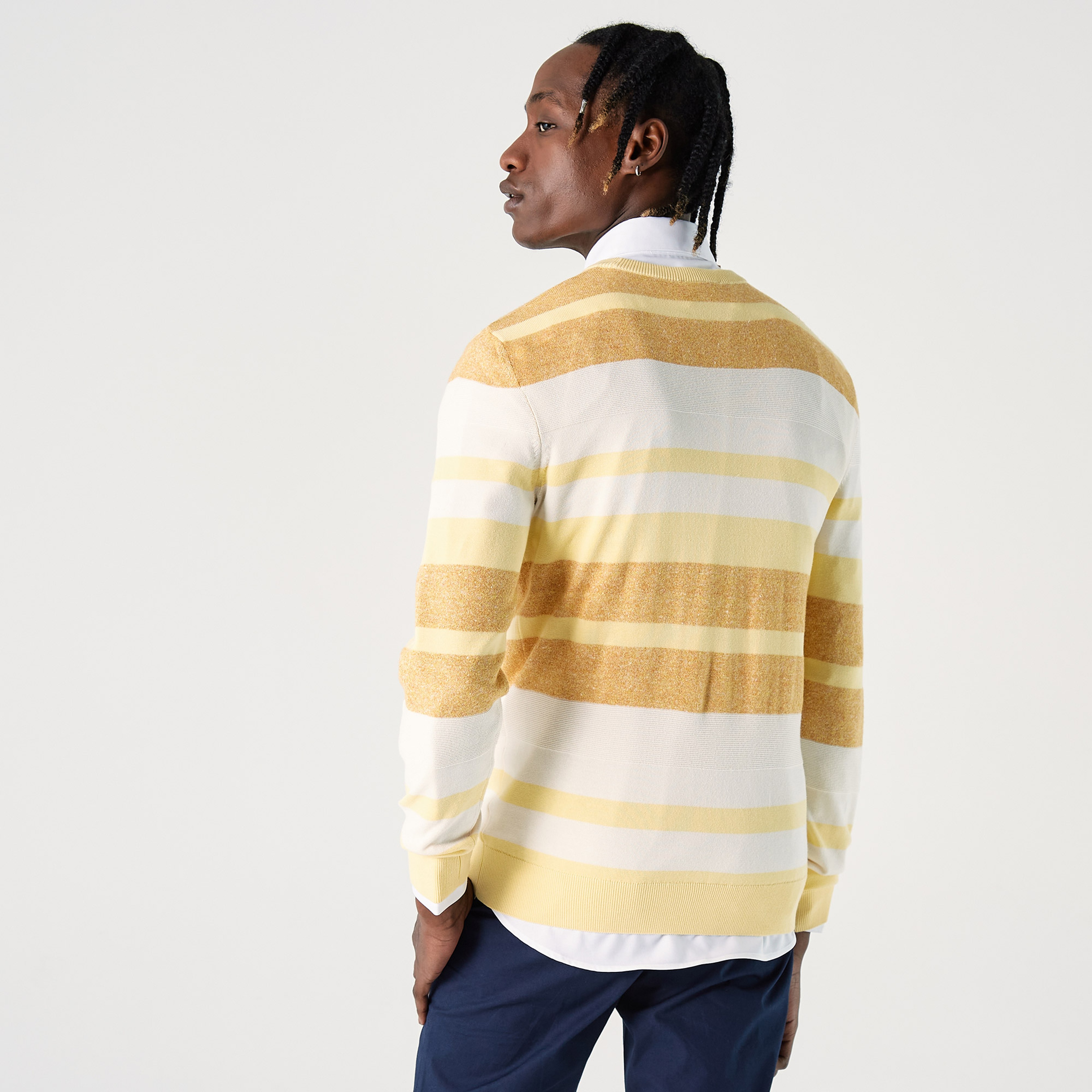 Lacoste Erkek Bisiklet Yaka Çizgili Sarı Kazak