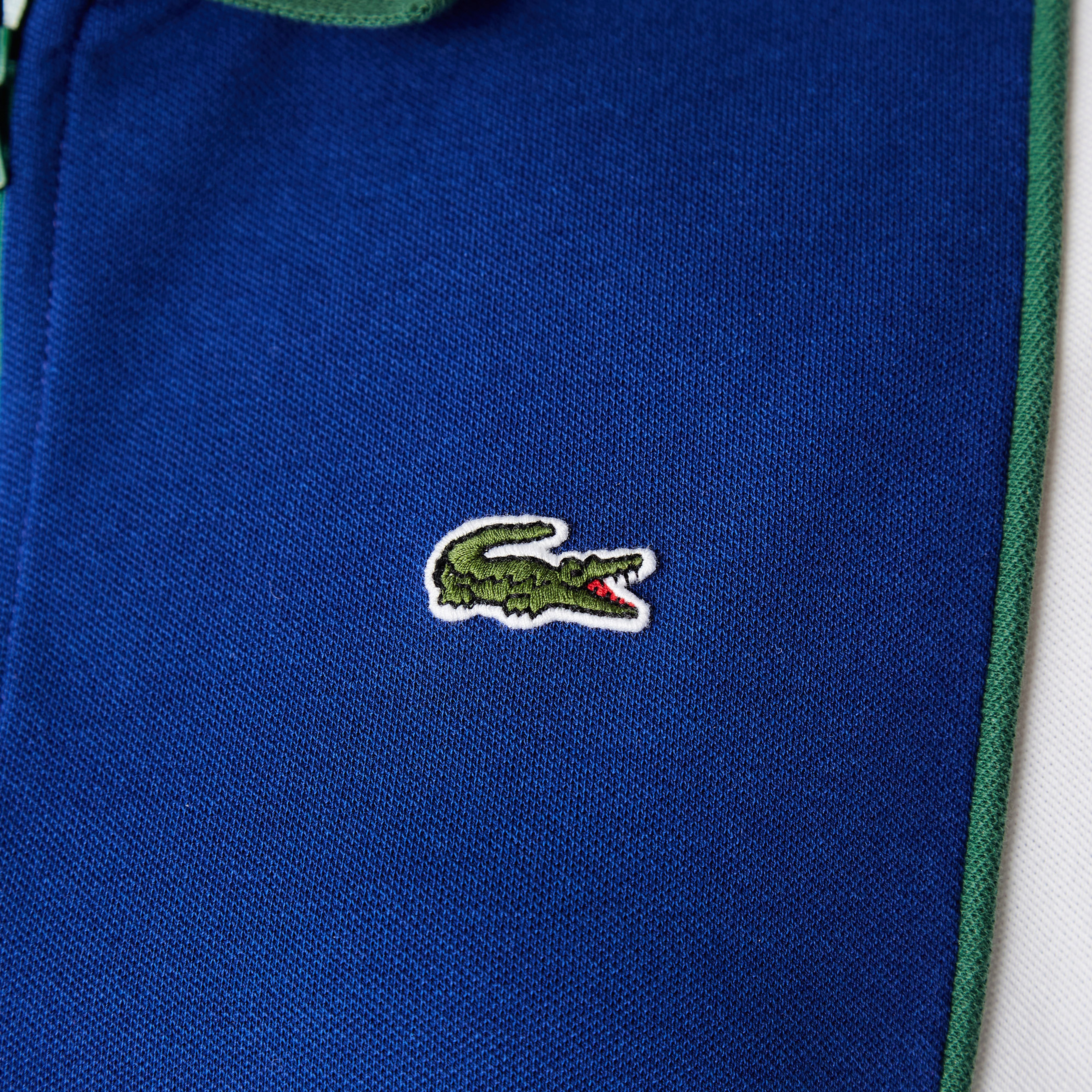 Lacoste Kadın Relaxed Fit Fermuarlı Renk Bloklu Beyaz Polo