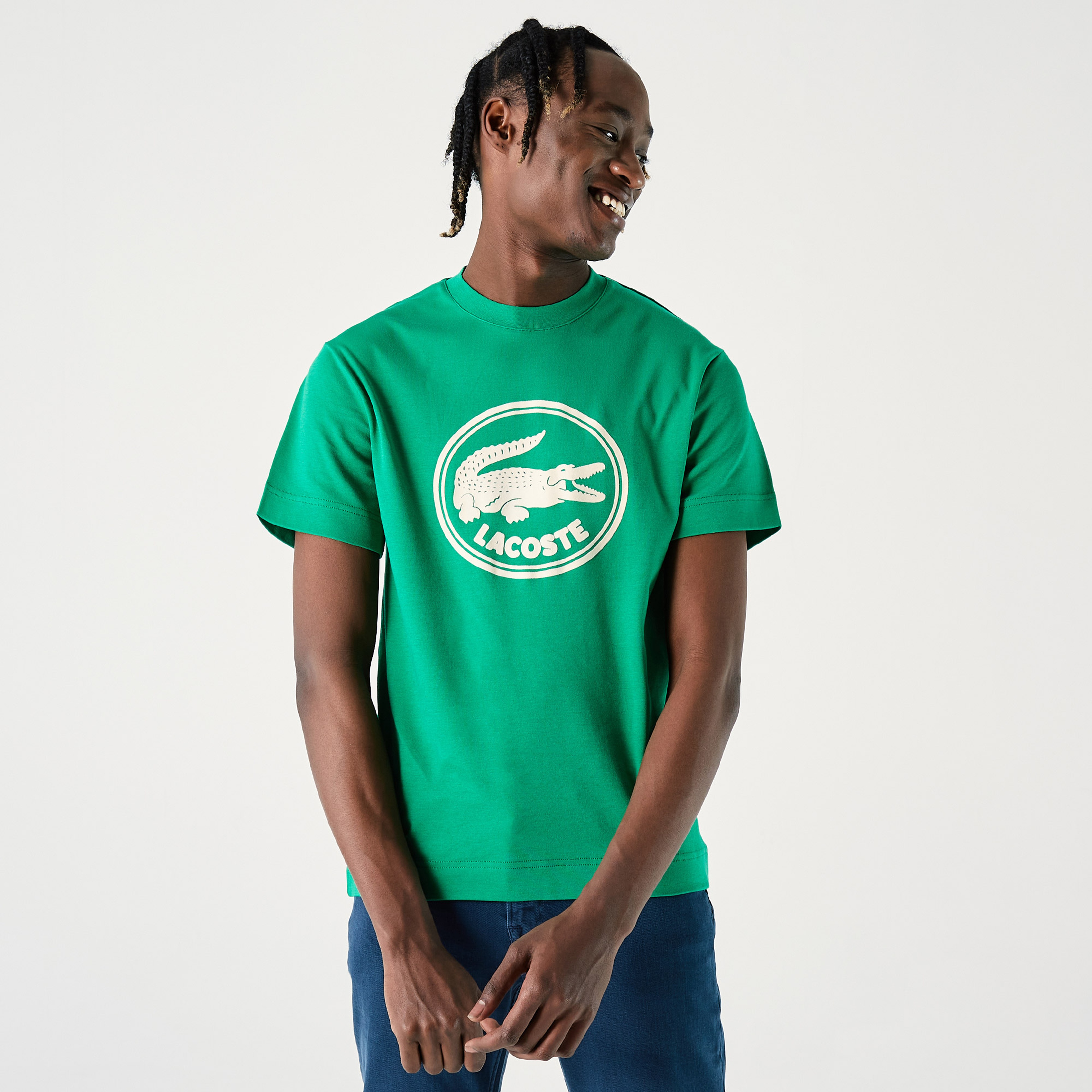 Lacoste Organik Pamuk Erkek Relaxed Fit Bisiklet Yaka Yeşil T-Shirt