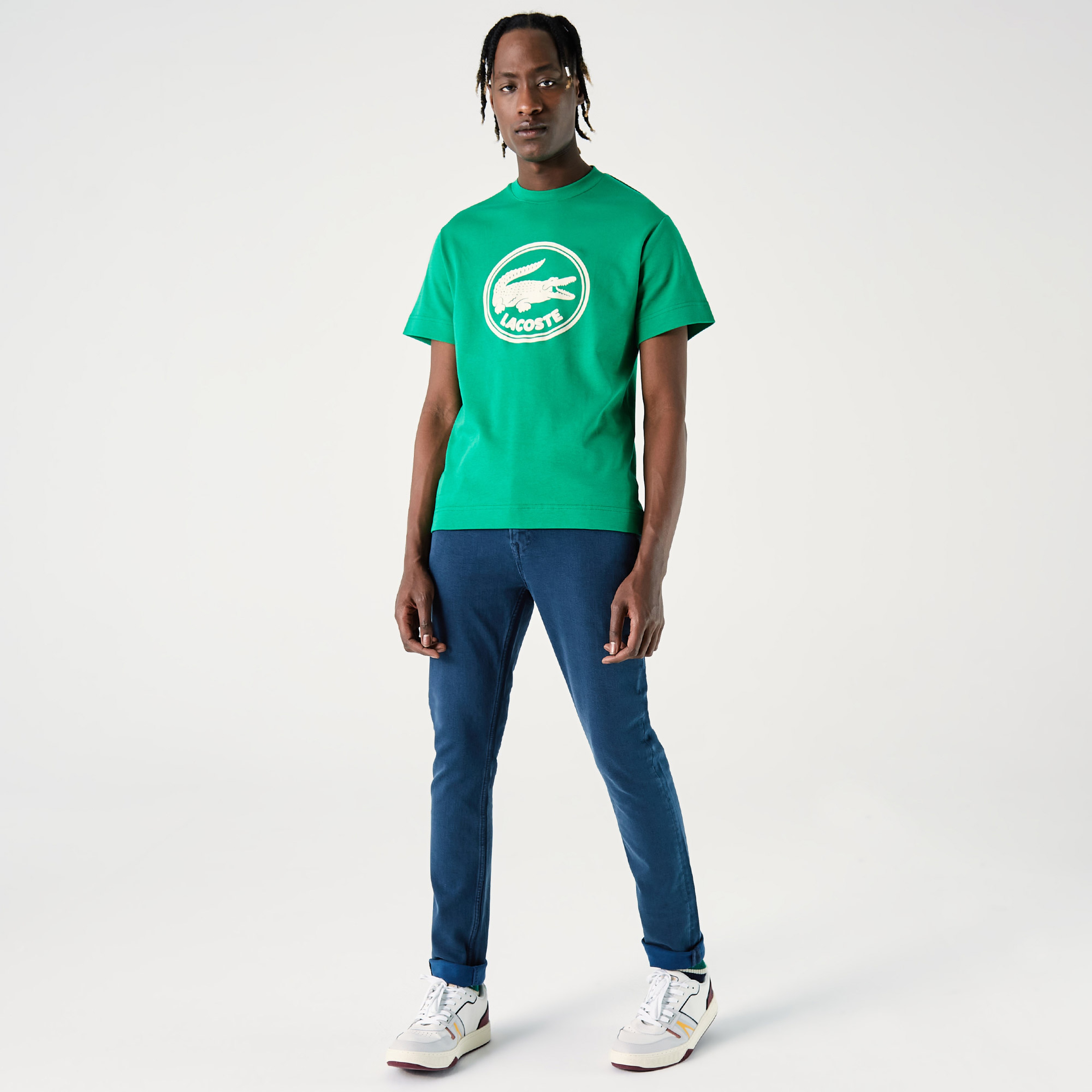 Lacoste Organik Pamuk Erkek Relaxed Fit Bisiklet Yaka Yeşil T-Shirt
