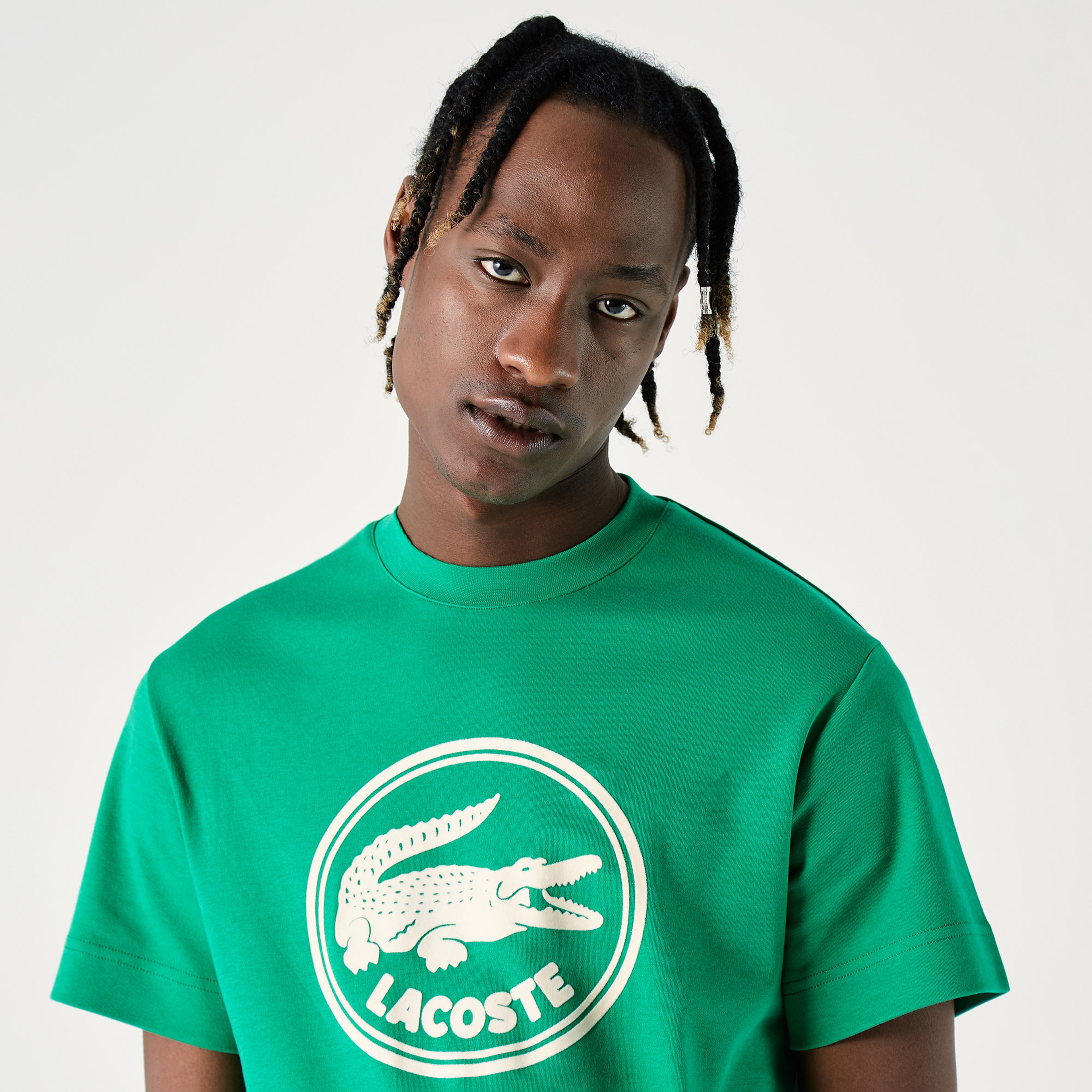 Lacoste Organik Pamuk Erkek Relaxed Fit Bisiklet Yaka Yeşil T-Shirt