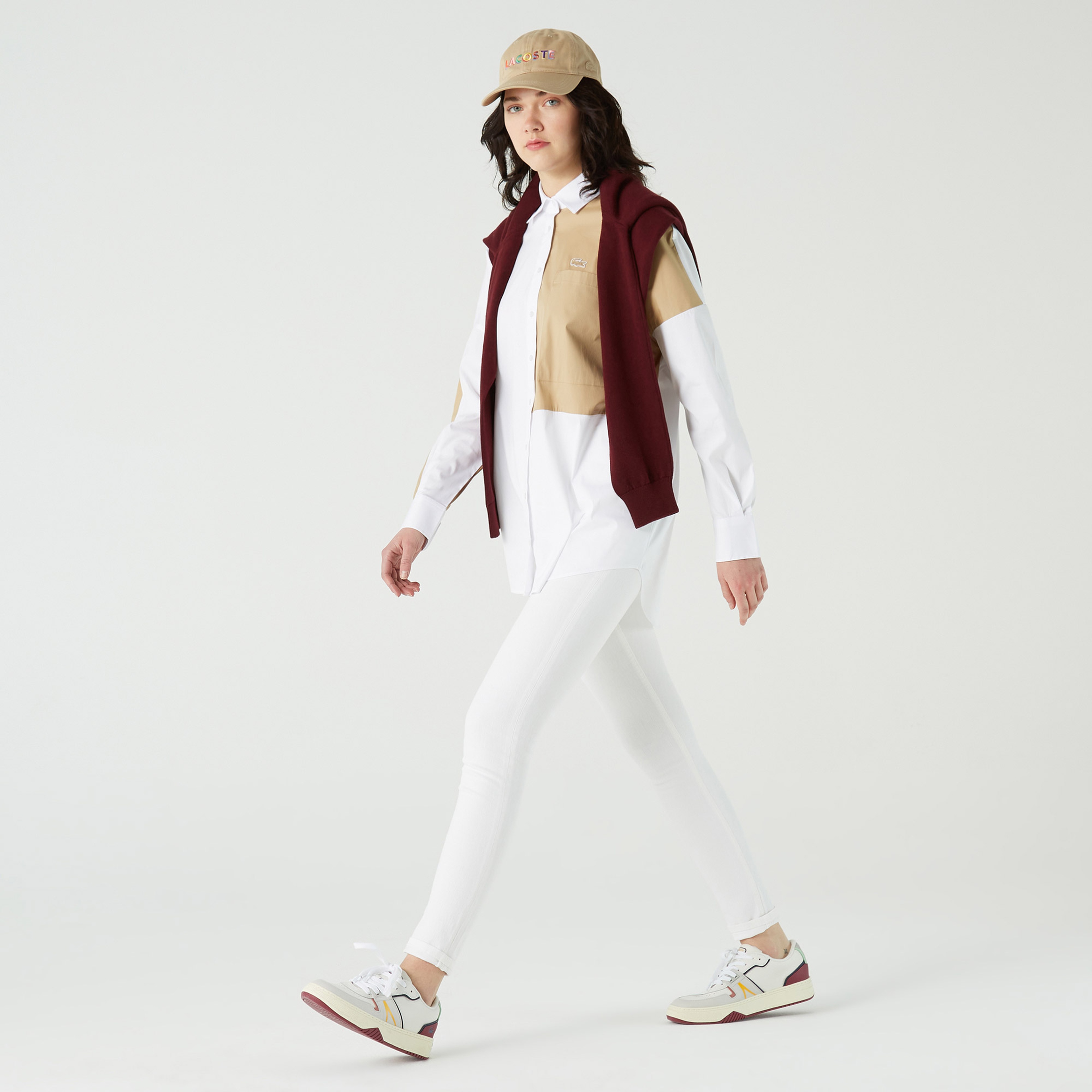 Lacoste Kadın Skinny Fit Denim Beyaz Pantolon