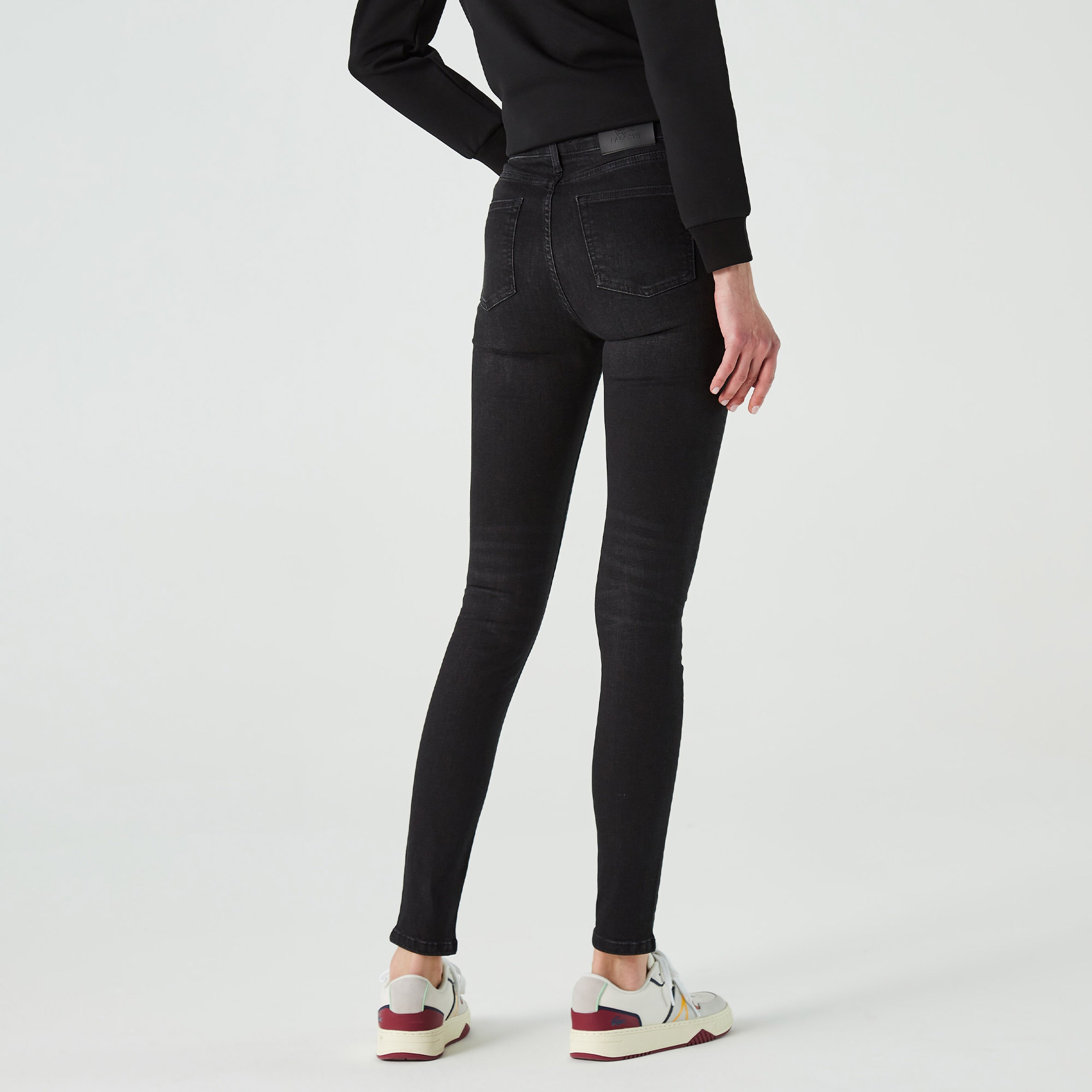 Lacoste Kadın Skinny Fit Denim Koyu Gri Pantolon