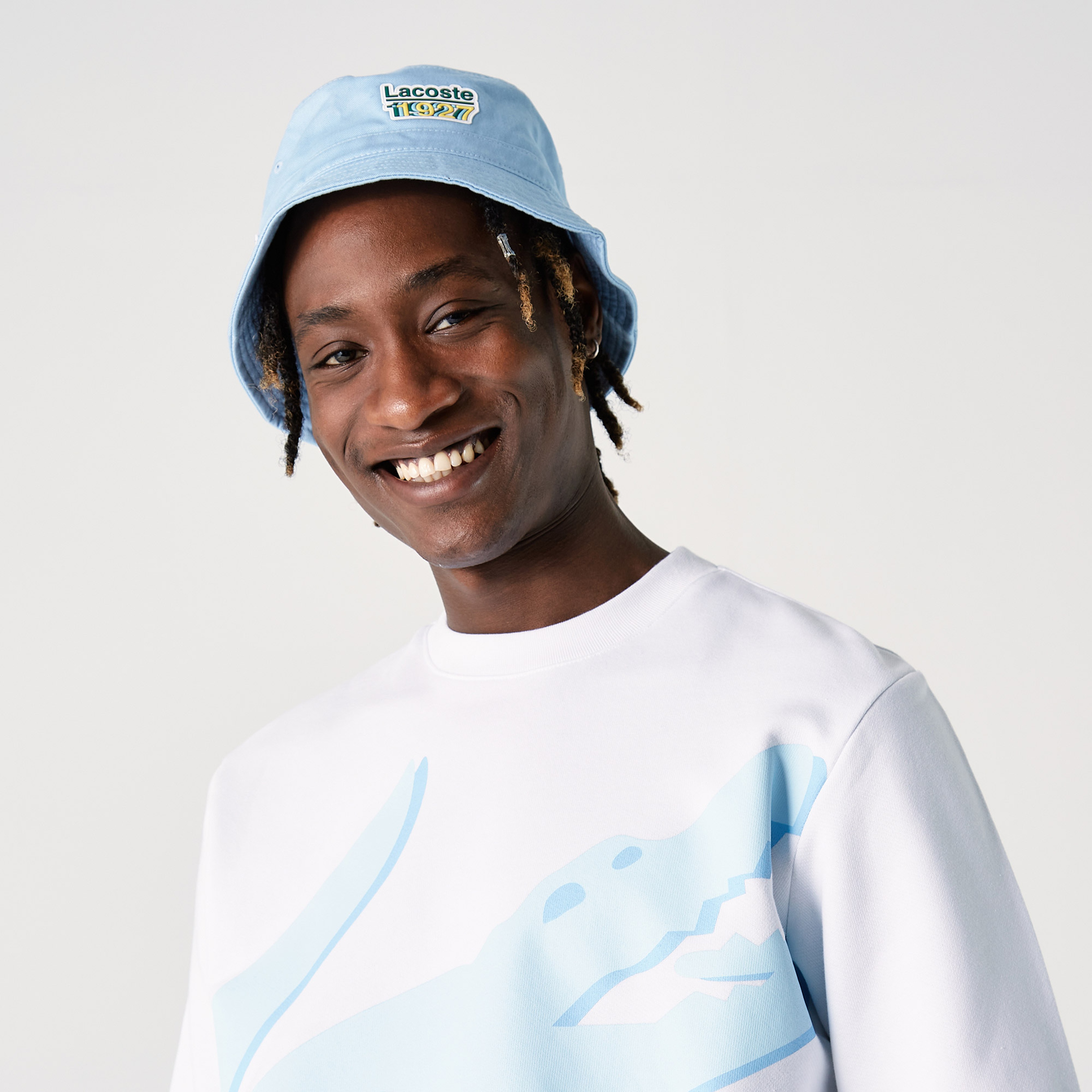 Lacoste Organik Pamuk Erkek Regular Fit Bisiklet Yaka Baskılı Beyaz Sweatshirt