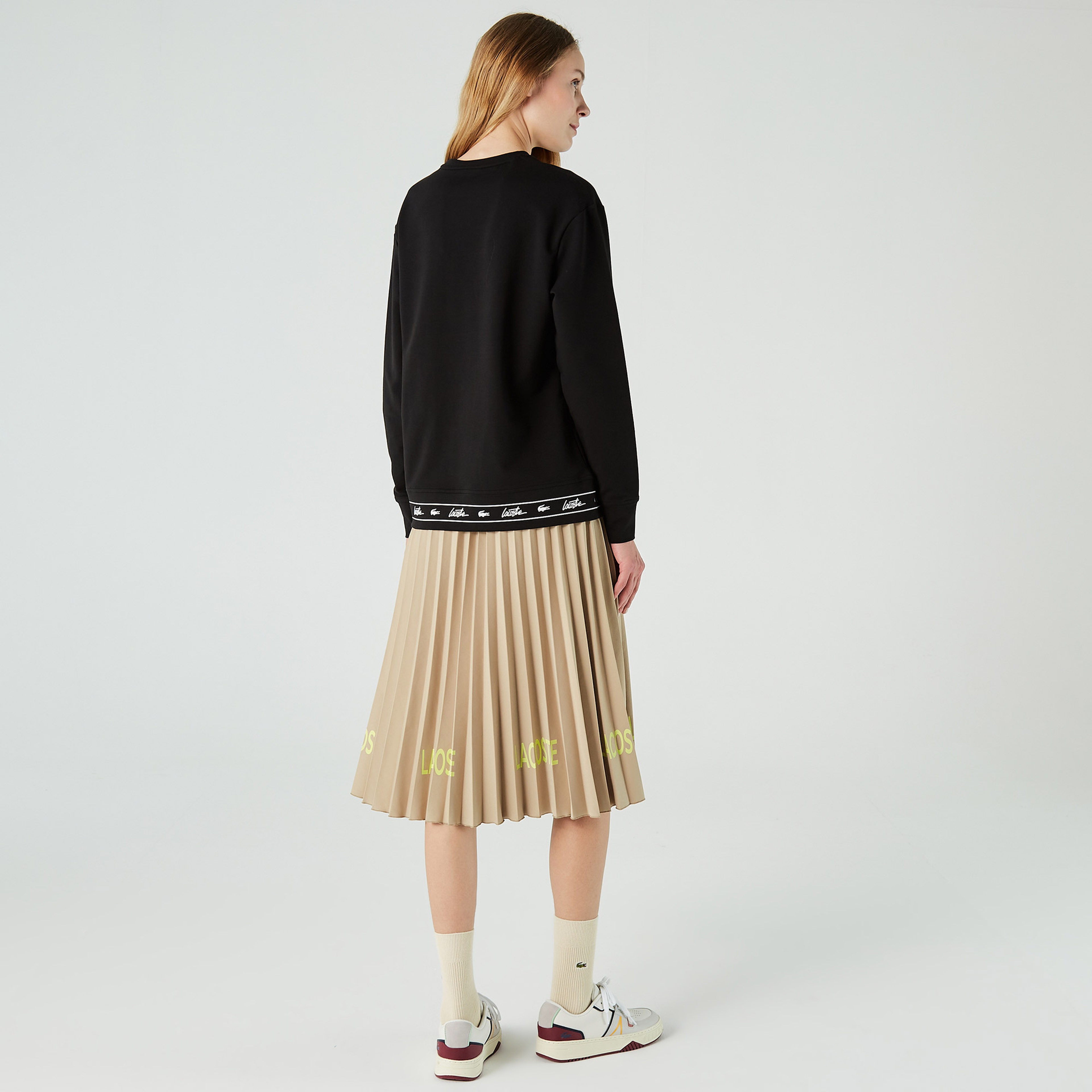 Lacoste Kadın Regular Fit Bisiklet Yaka Baskılı Siyah Sweatshirt