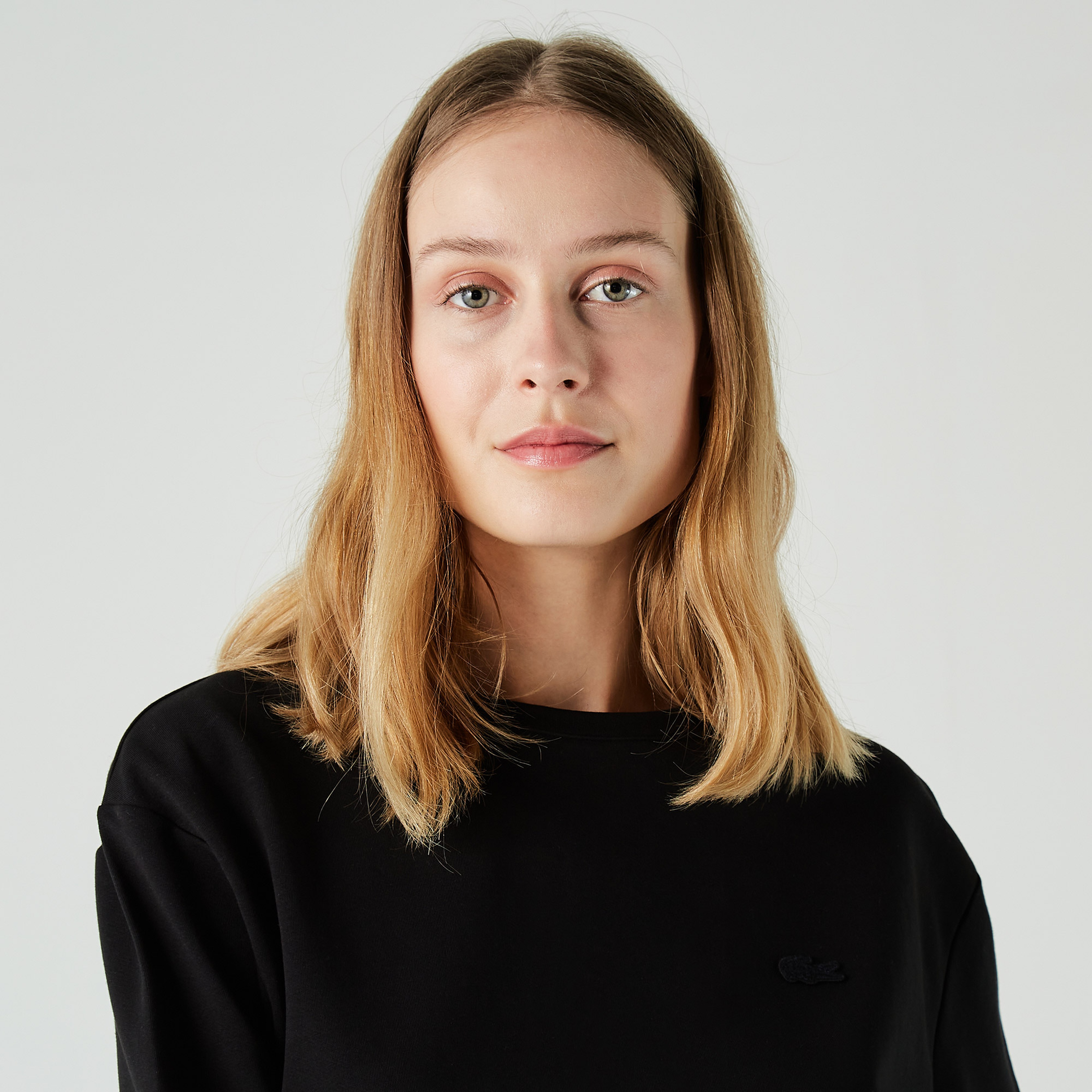 Lacoste Kadın Regular Fit Bisiklet Yaka Baskılı Siyah Sweatshirt