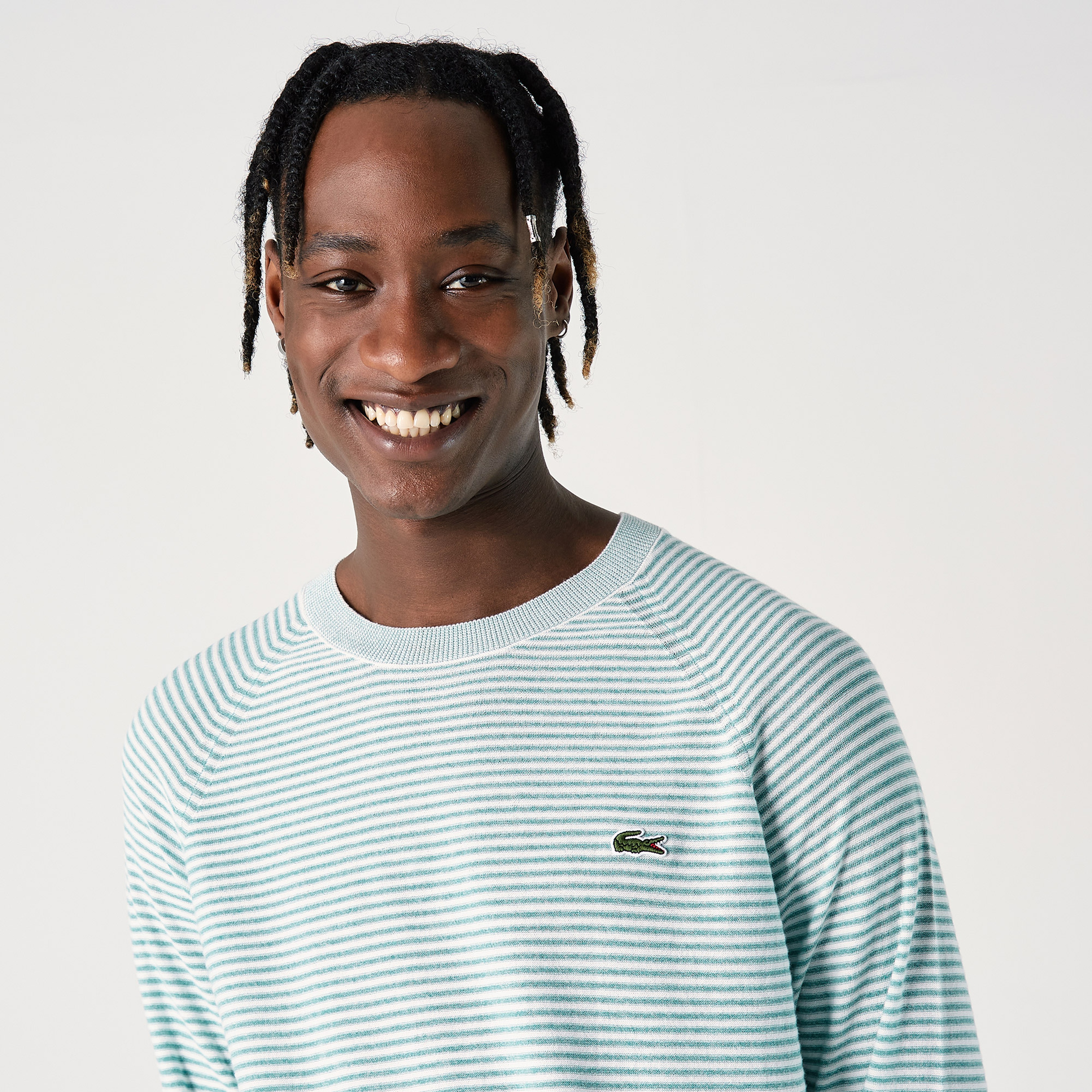 Lacoste Erkek Bisiklet Yaka Çizgili Yeşil Kazak