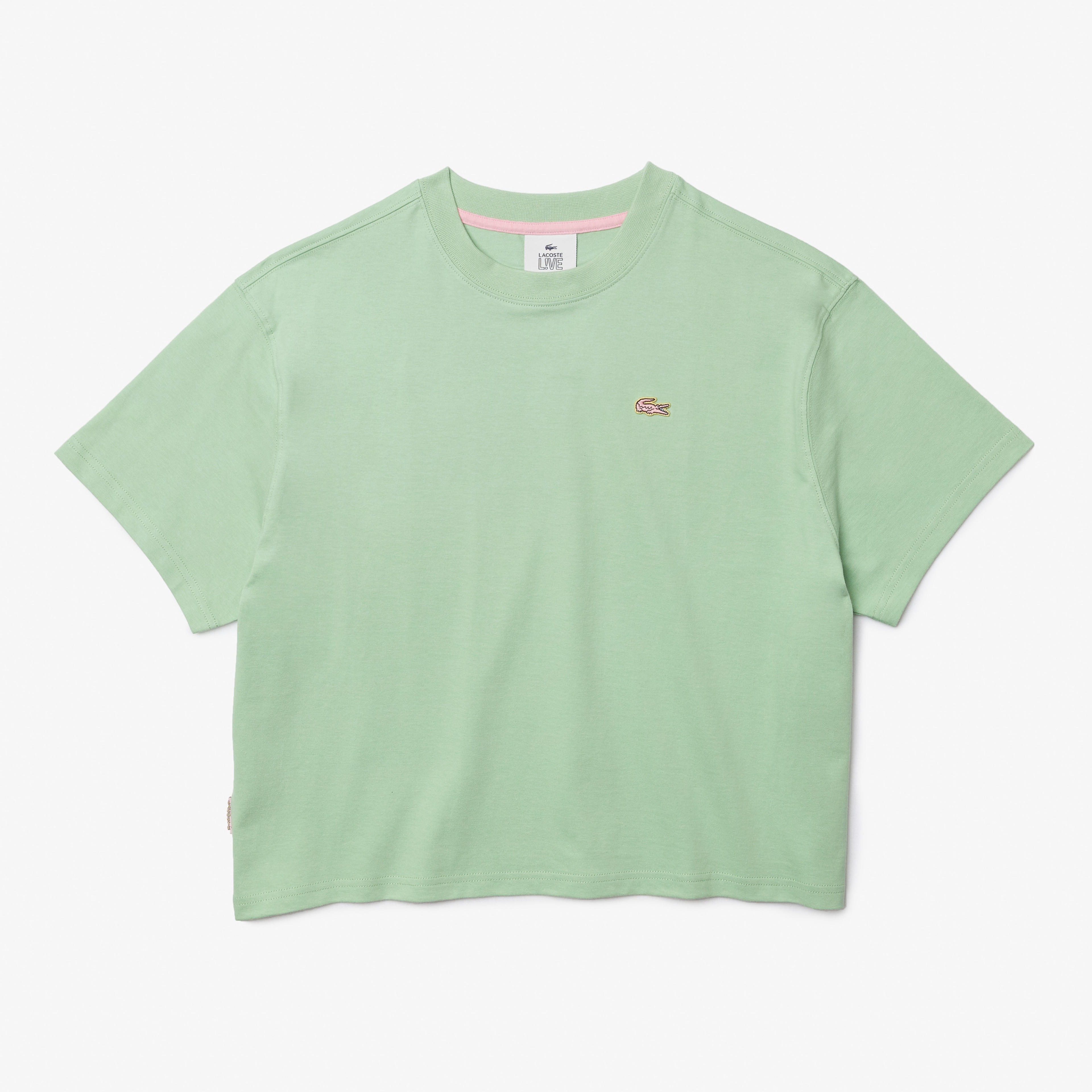 Lacoste L!VE Kadın Relaxed Fit Bisiklet Yaka Açık Yeşil T-Shirt