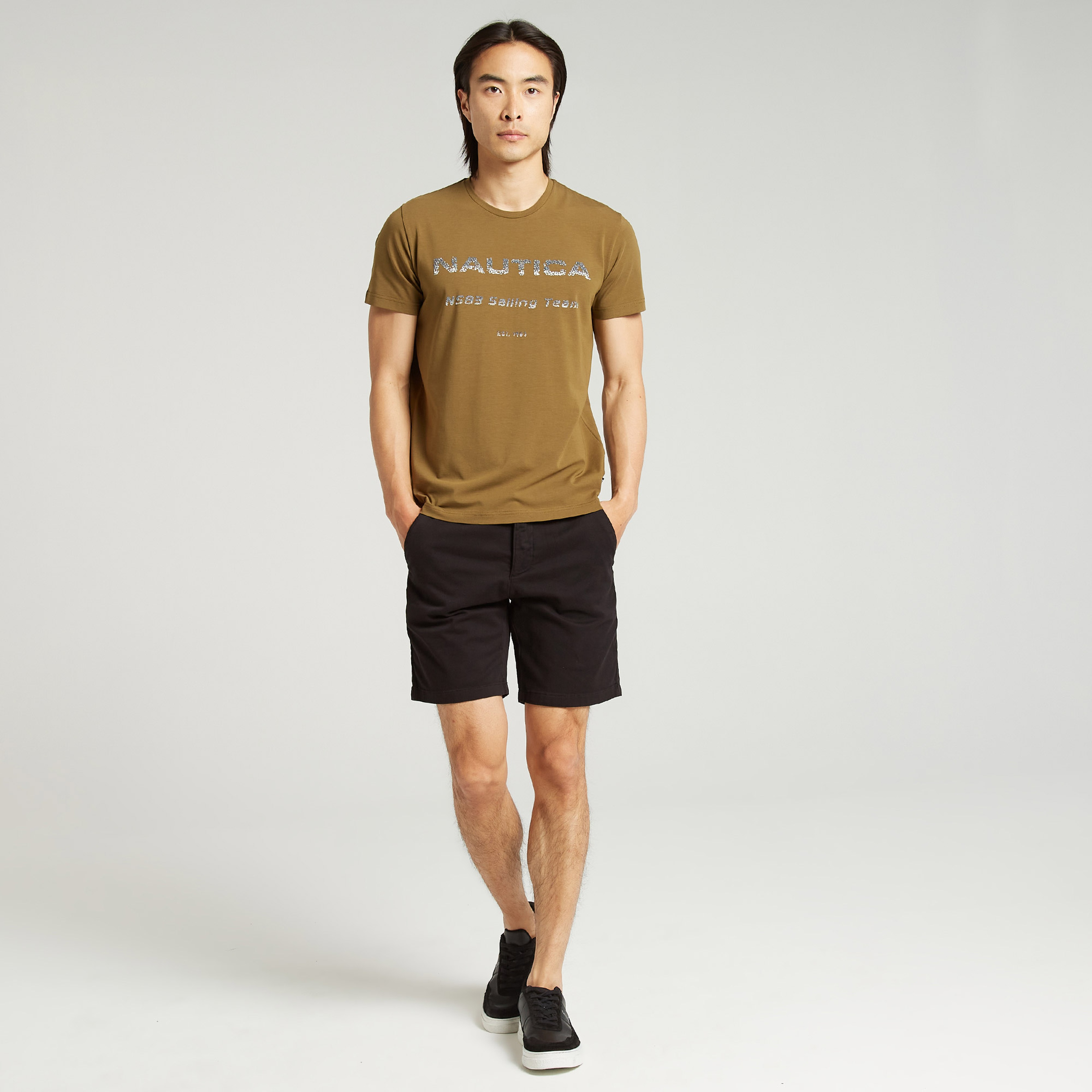 NAUTICA ERKEK SİYAH SLIM FIT BERMUDA ŞORT